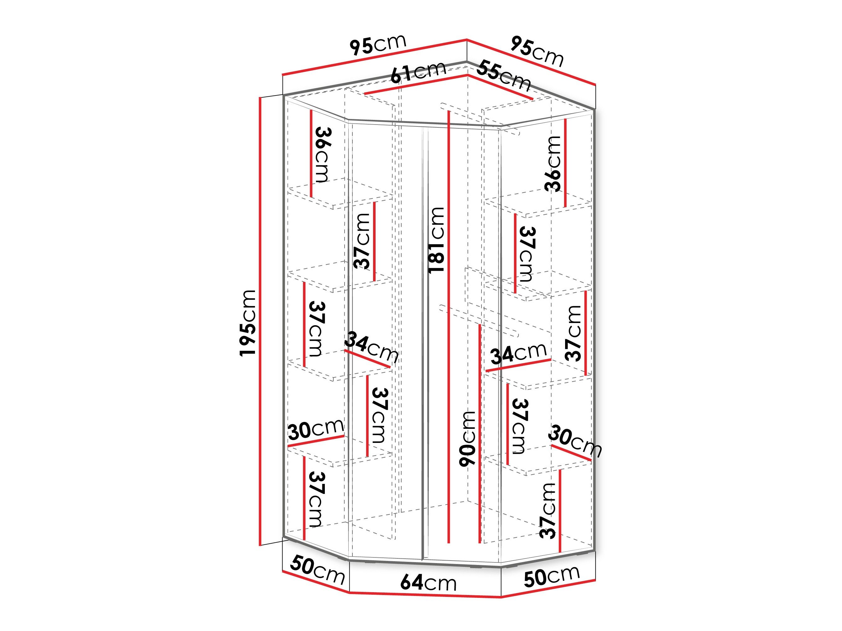 Armoire d'angle Fiosono 101 (Vert poussiéreux + Chêne)