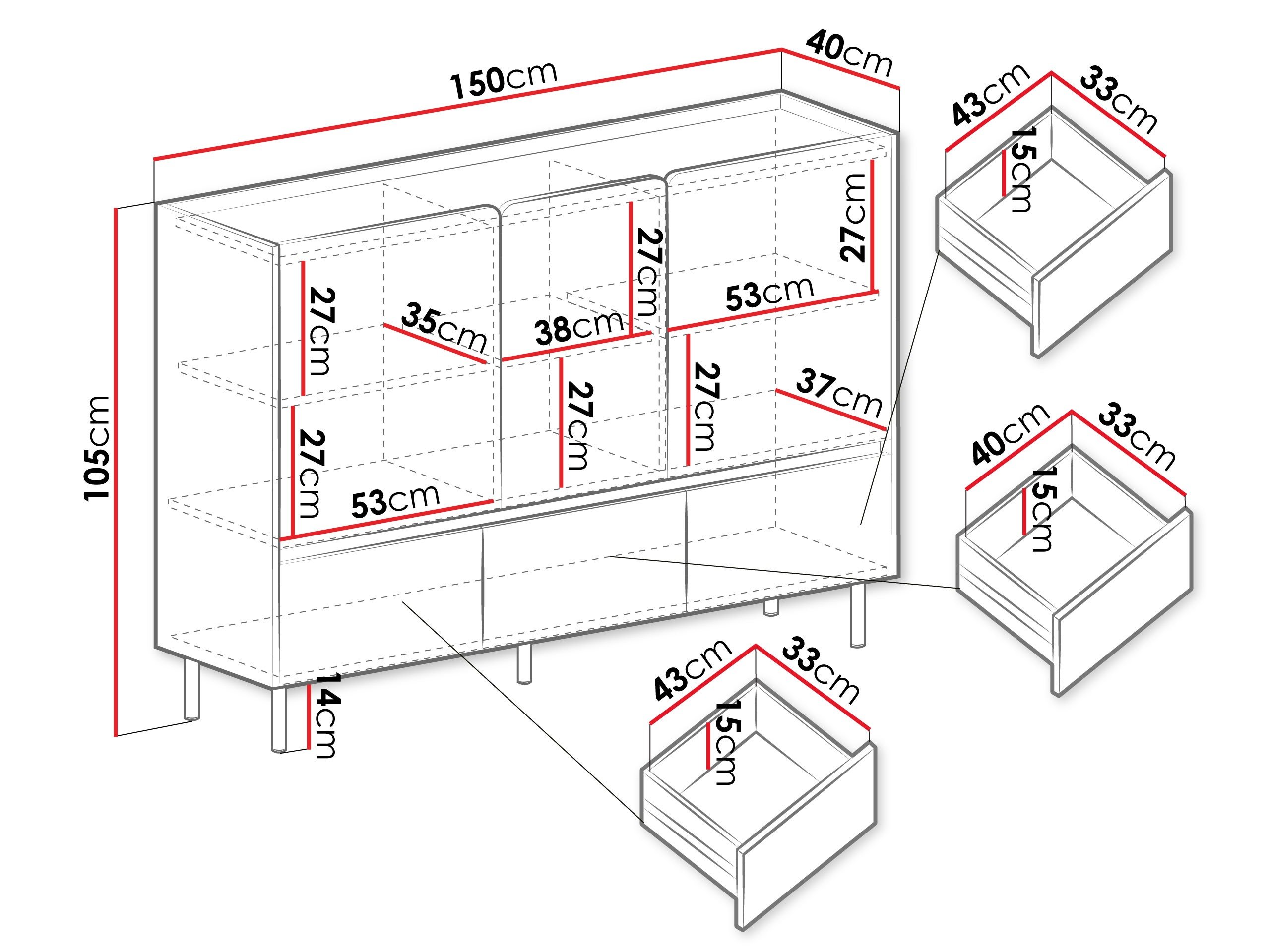 Commode Fiosono 106 (Beige + Chêne)