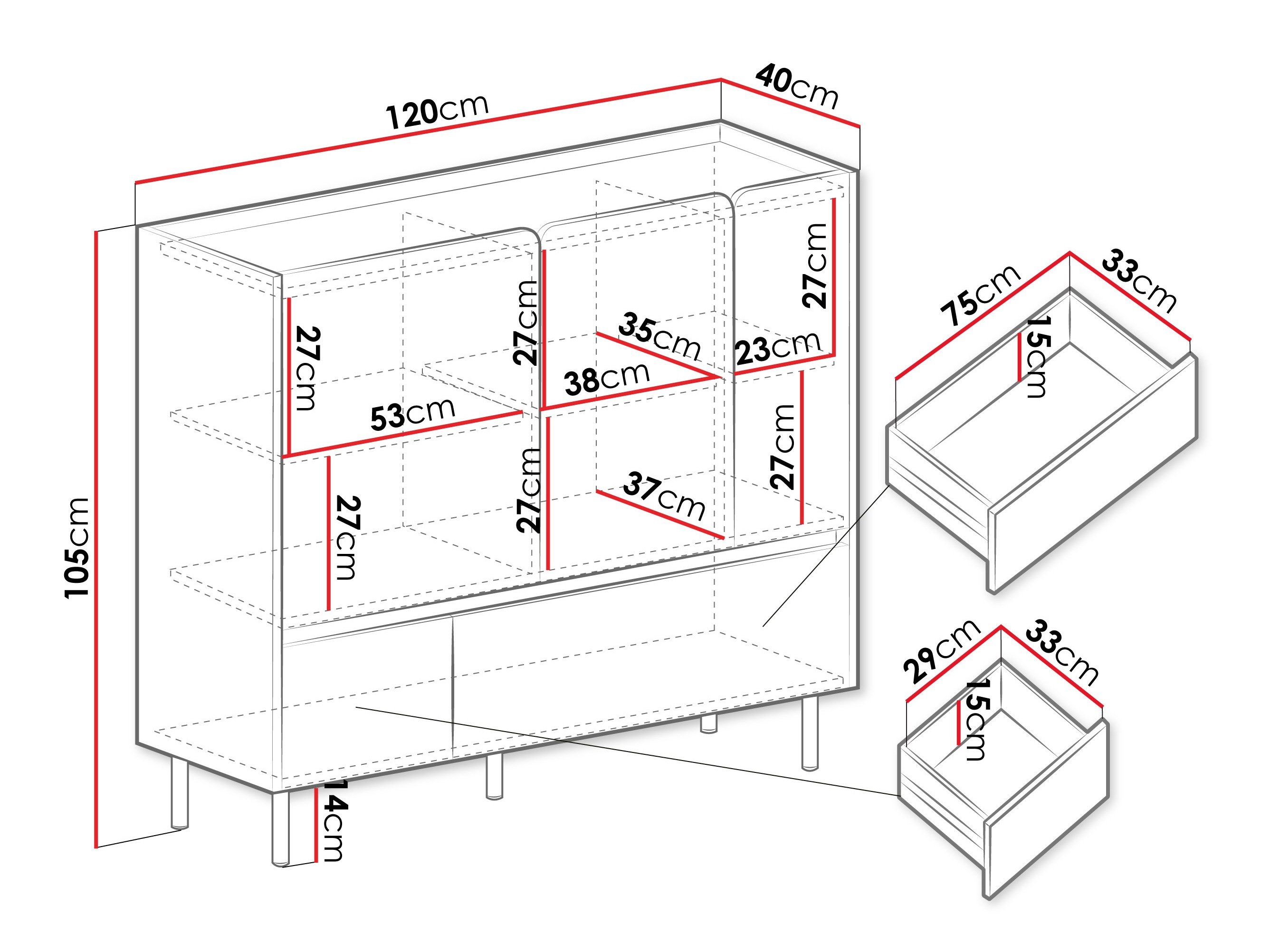 Commode Fiosono 107 (Beige + Chêne)