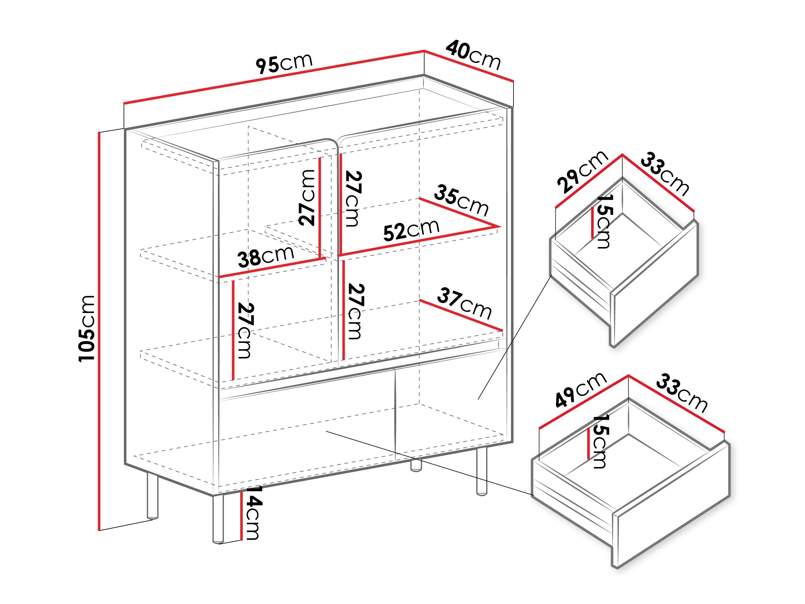 Commode Fiosono 108 (Beige + Chêne clair)