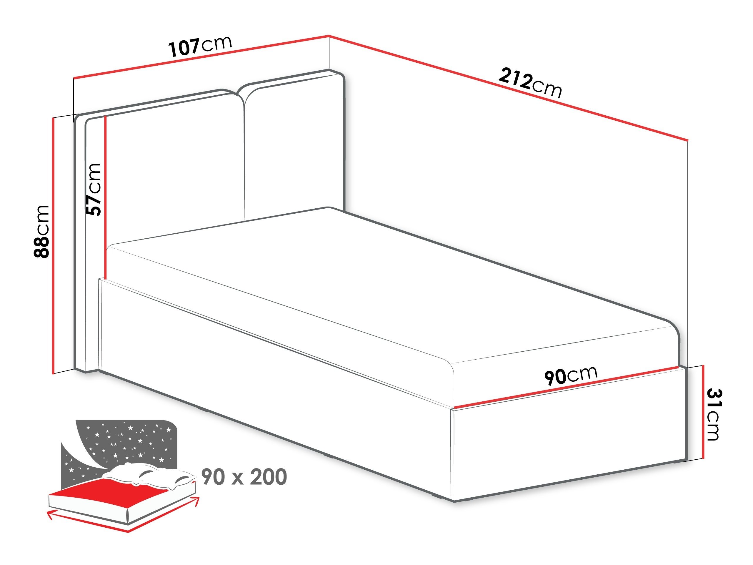 Lit Fiosono 112 (Beige + Chêne clair)