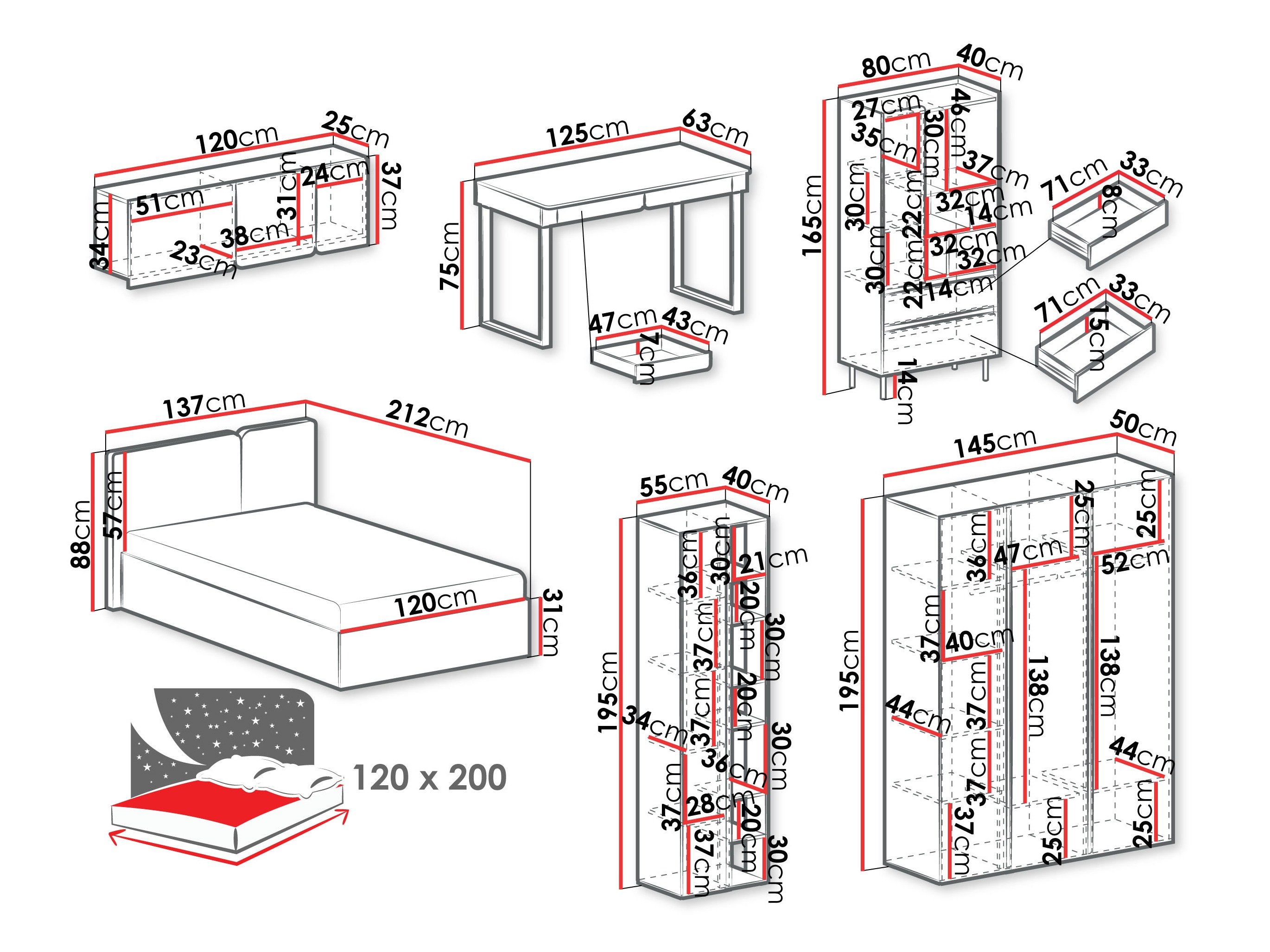 Ensemble de meubles Fiosono 114 (Beige + Chêne clair)