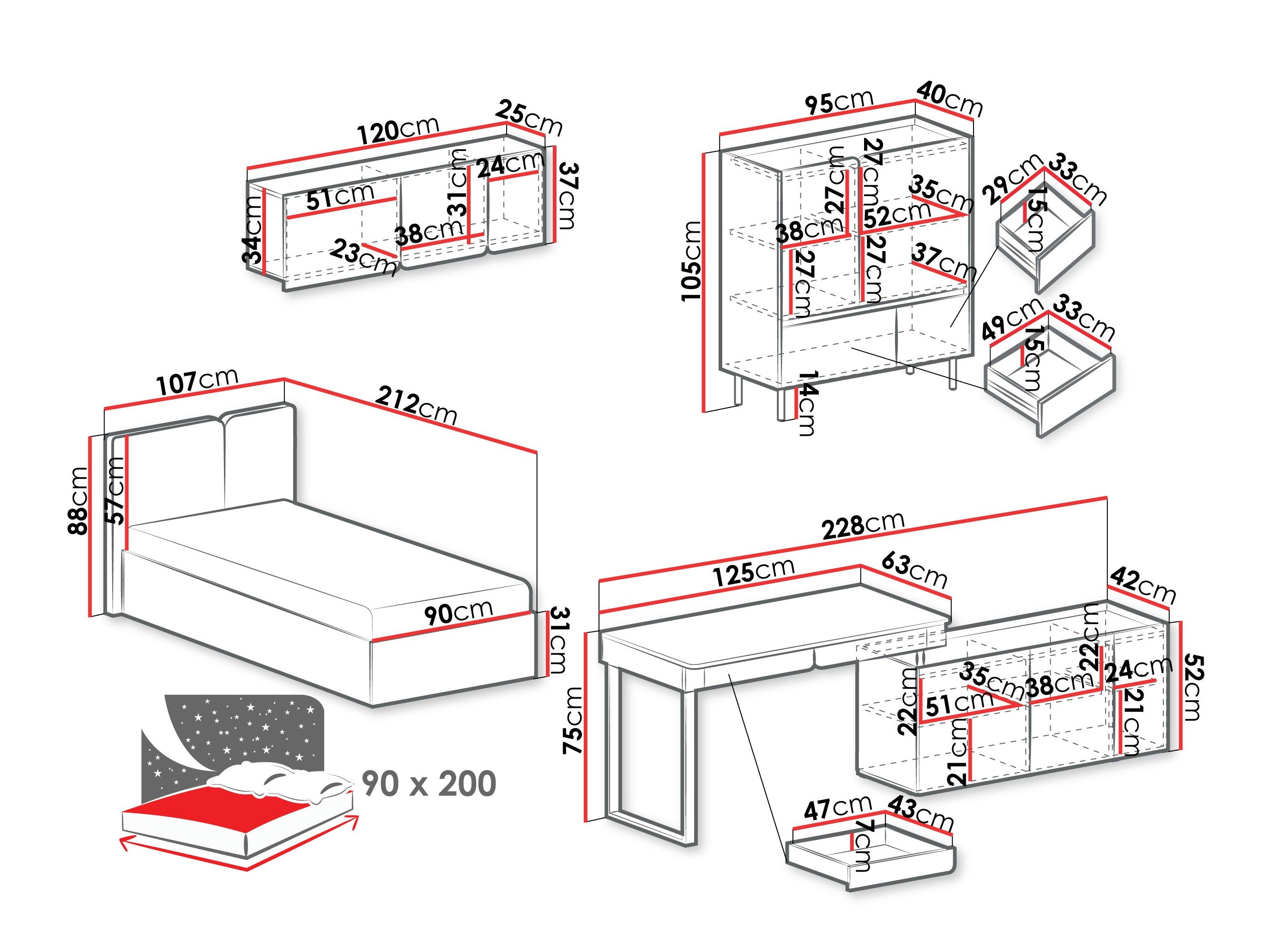 Ensemble de meubles Fiosono 115 (Eucalyptus + Chêne)