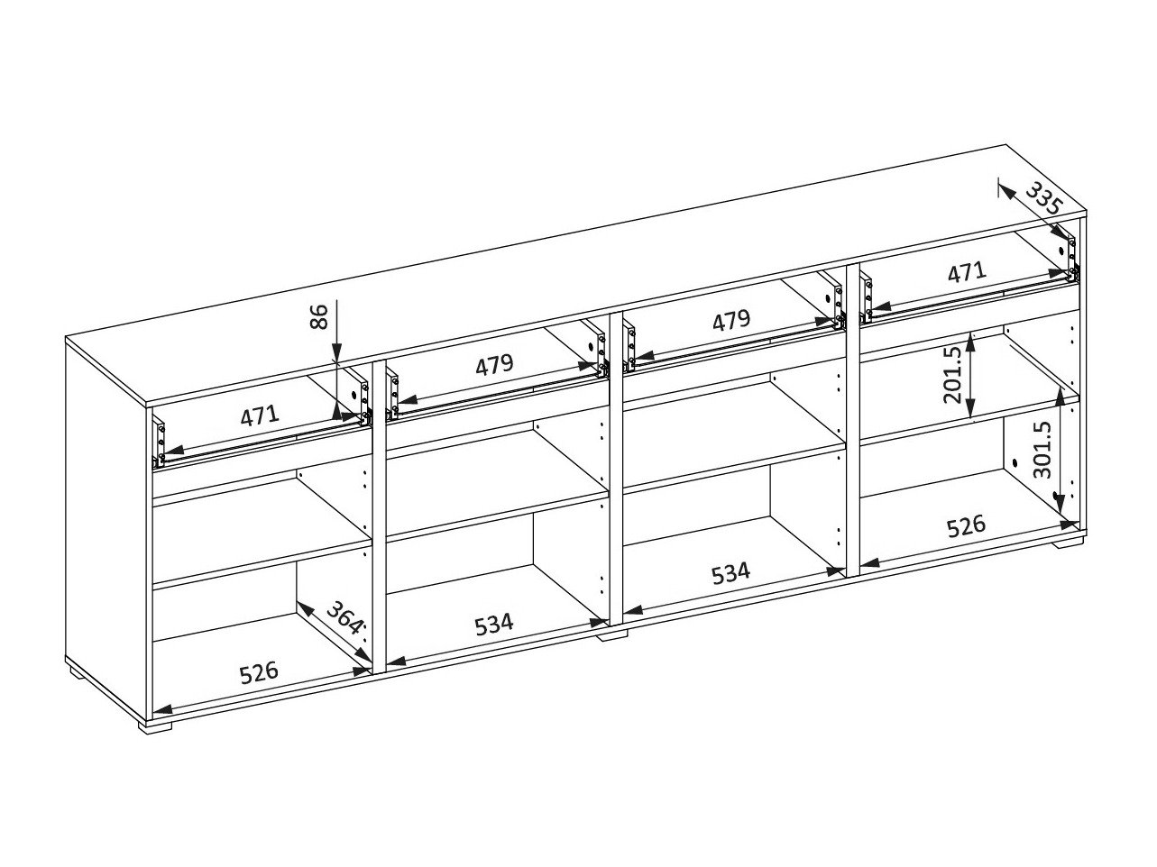 Commode Alfere 100 (Chêne wotan + Blanc)