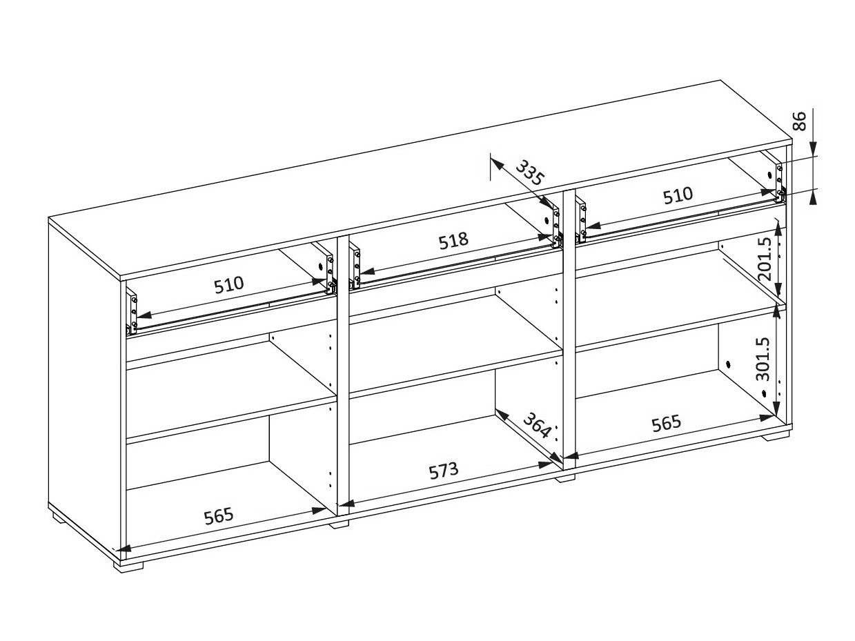 Commode Alfere 103 (Chêne wotan + Blanc)