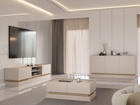 Ensemble de salon Comfivo Tilia (Cachemire + Chêne)