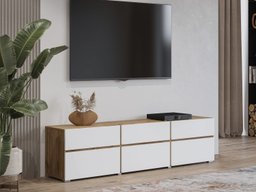 Meuble TV Alfere 102 (Chêne wotan + Blanc)