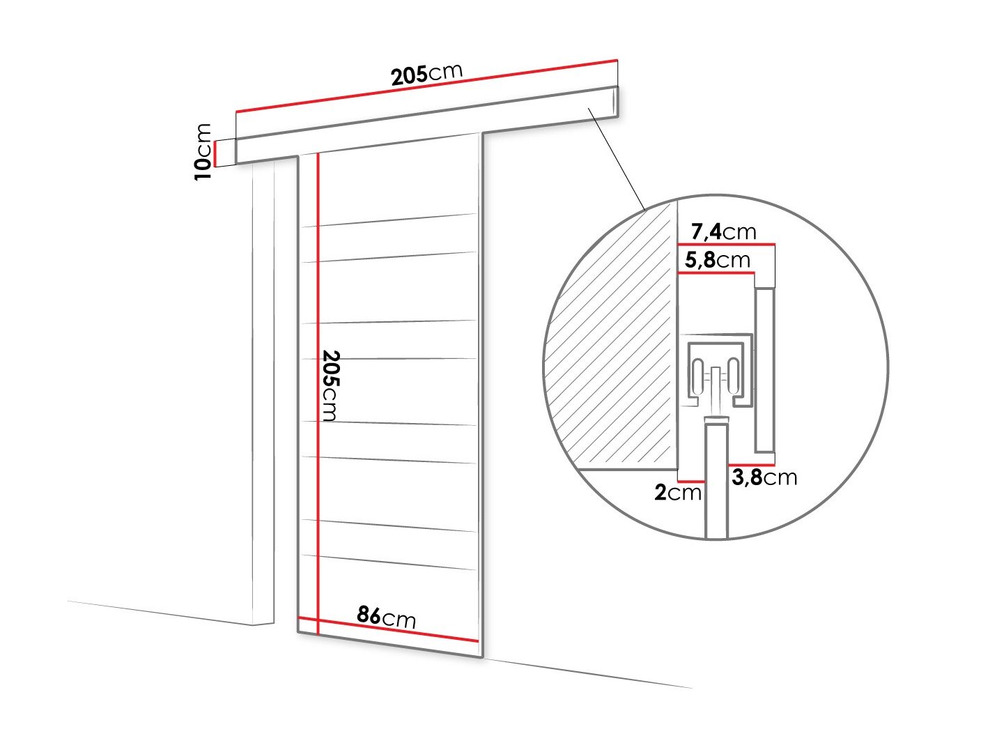 Porte coulissante Closico Materia V (Cachemire + Blanc)