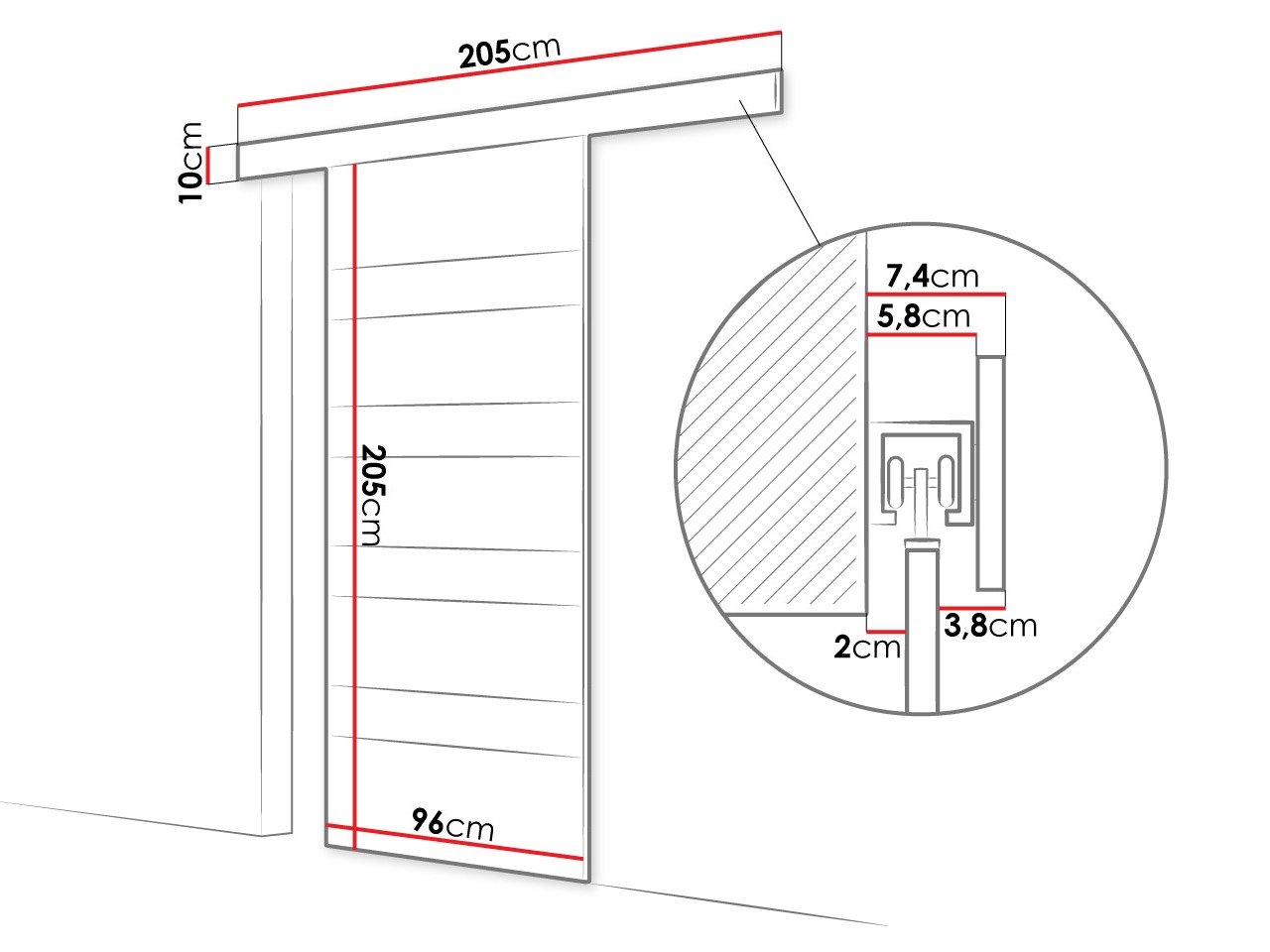 Porte coulissante Closico Portalis V (Cachemire + Blanc)