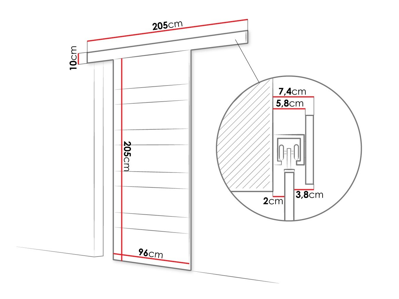 Porte coulissante Closico Portalis V (Cachemire + Noir)