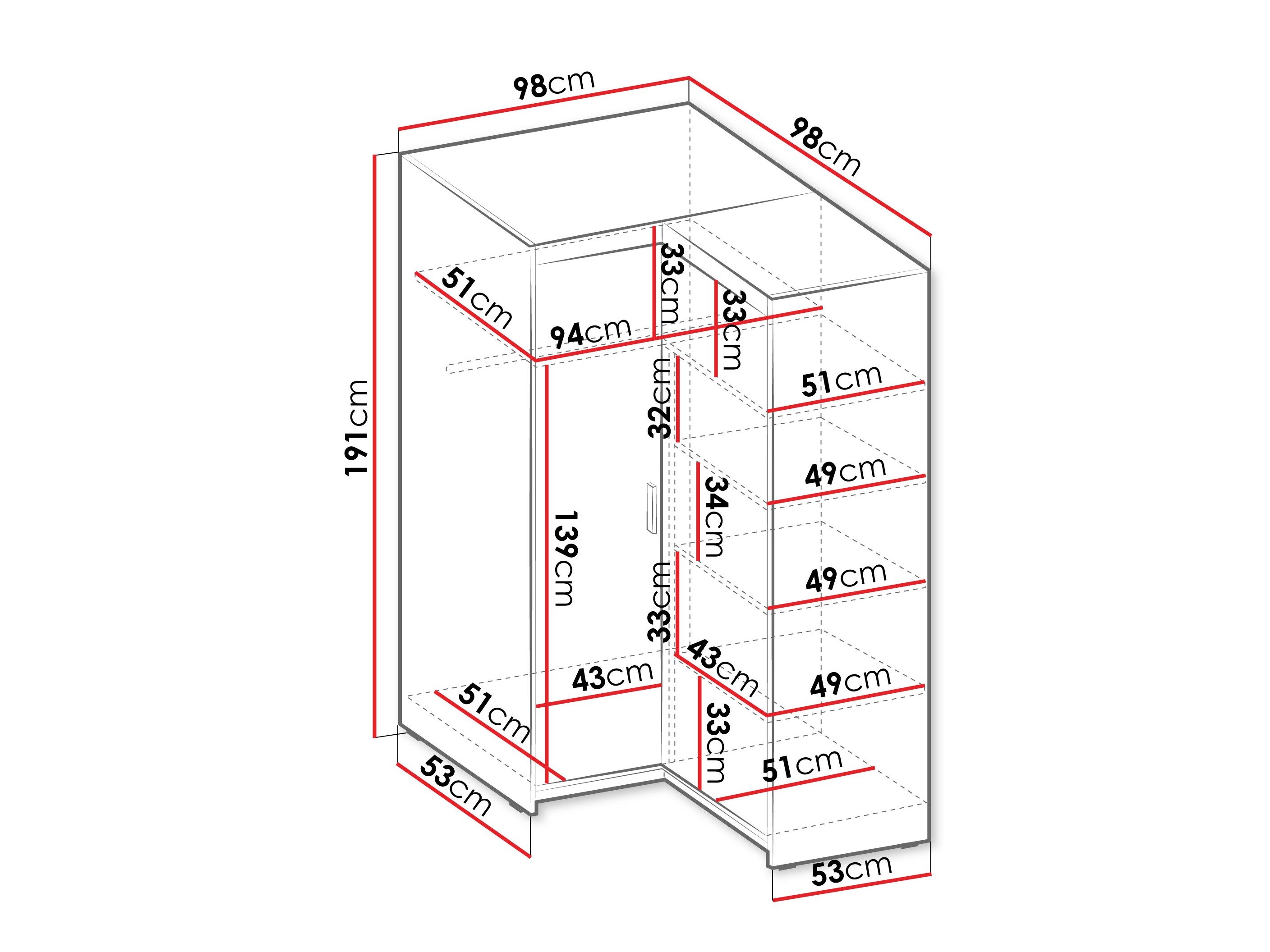 Armoire d'angle Novduni 116 (Beige)