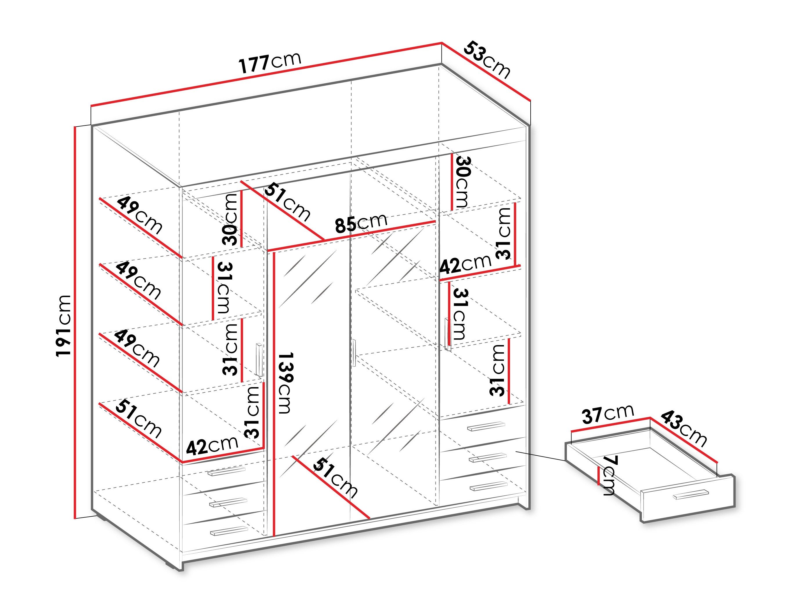 Armoire Novduni 115 (Chêne)