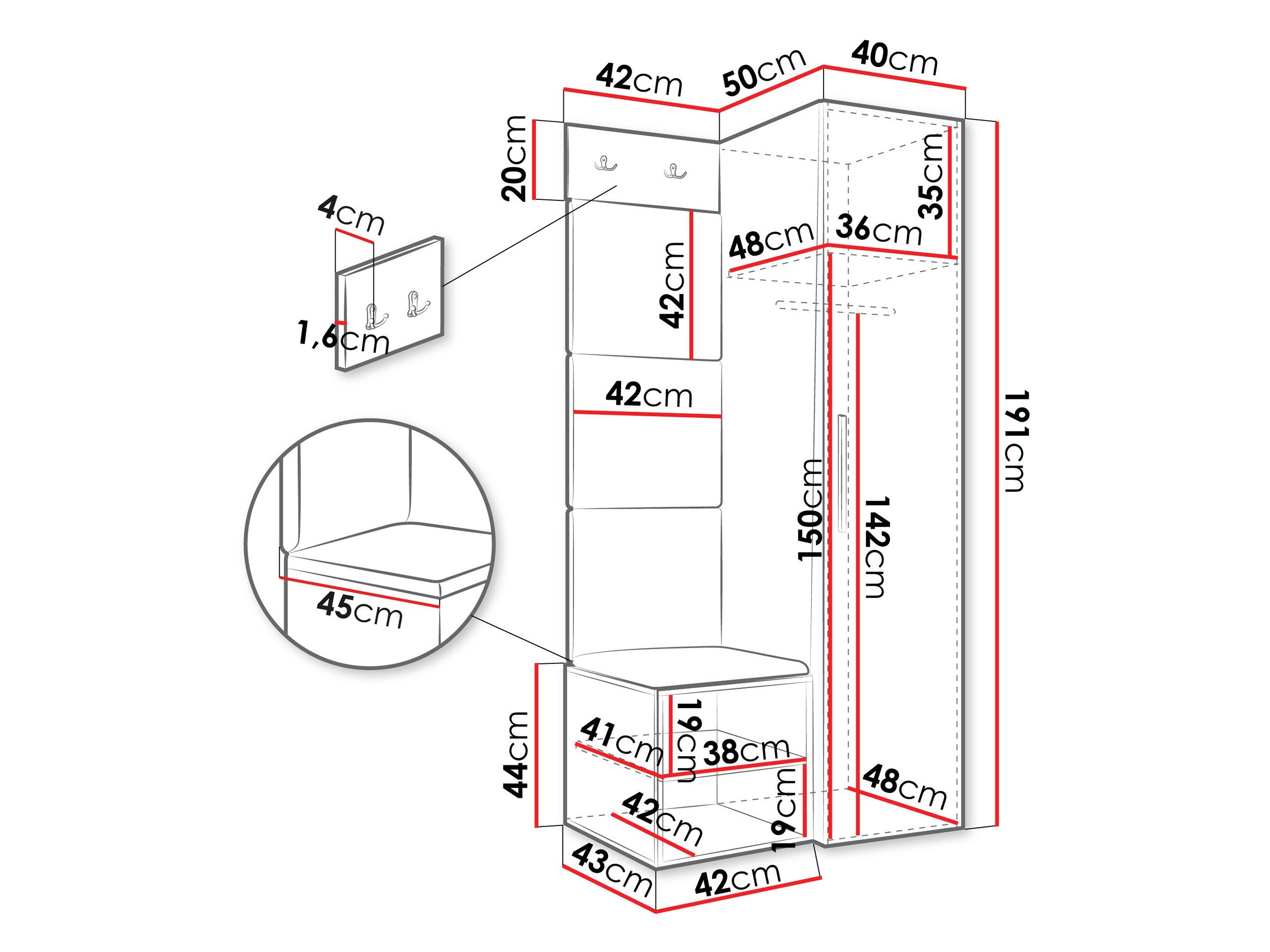 Meuble d'entrée Hartford 524 (Cachemire)