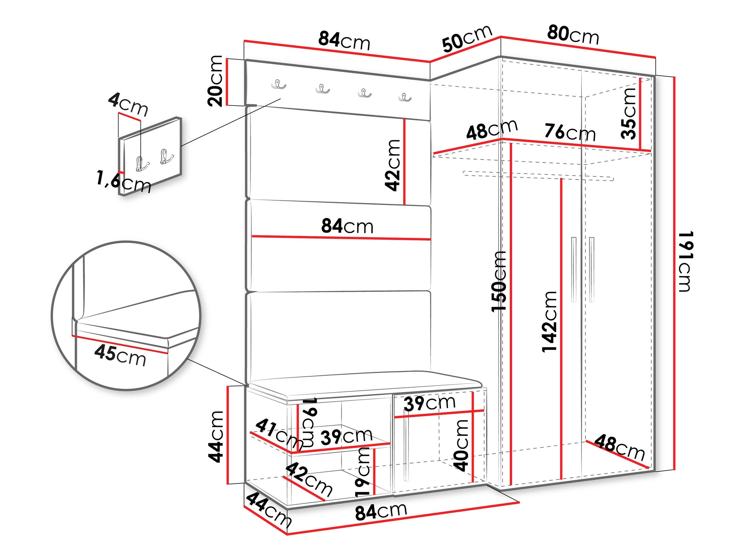 Meuble d'entrée Hartford 526 (Cachemire)