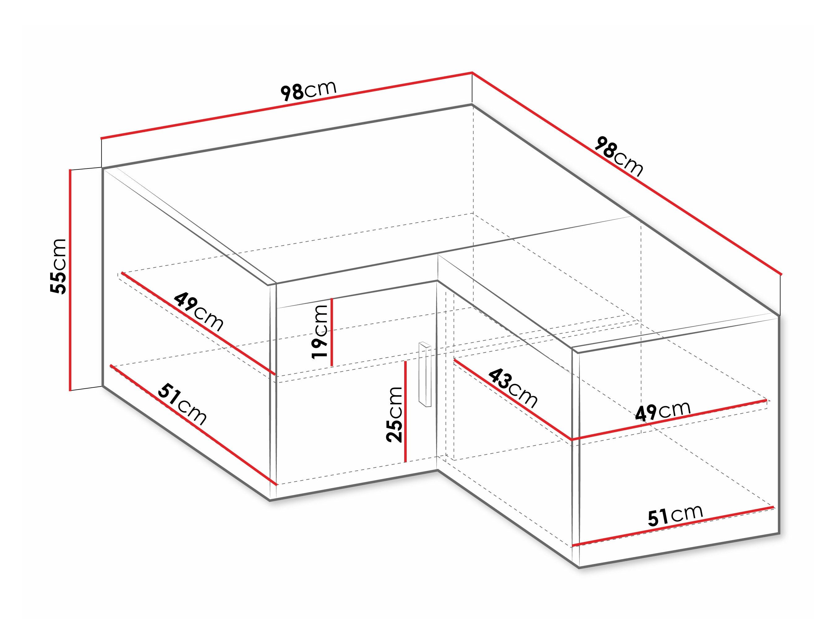 Armoire d'angle Novduni 118 (Chêne de Lefkas)