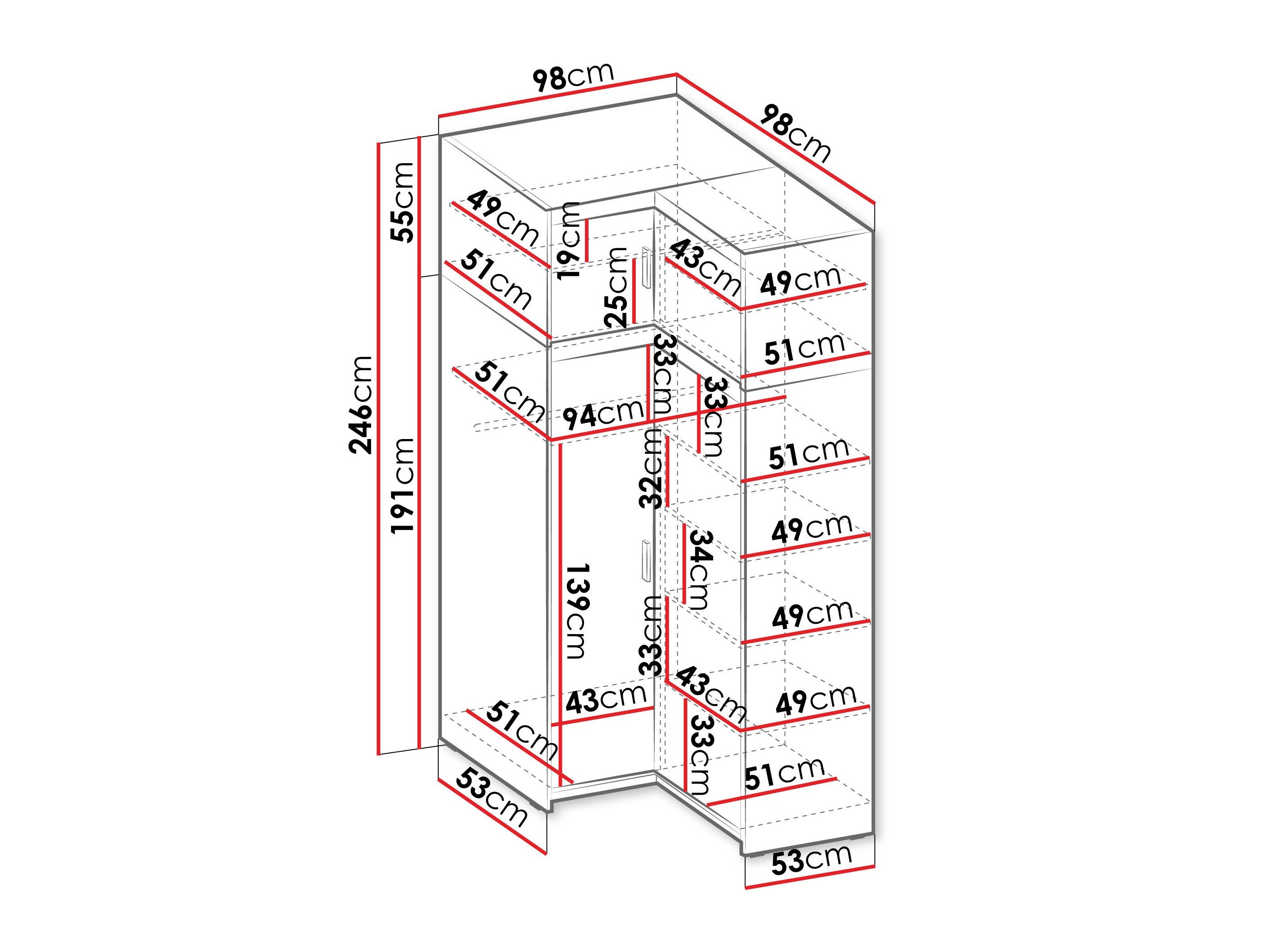 Armoire d'angle Novduni 121 (Beige)