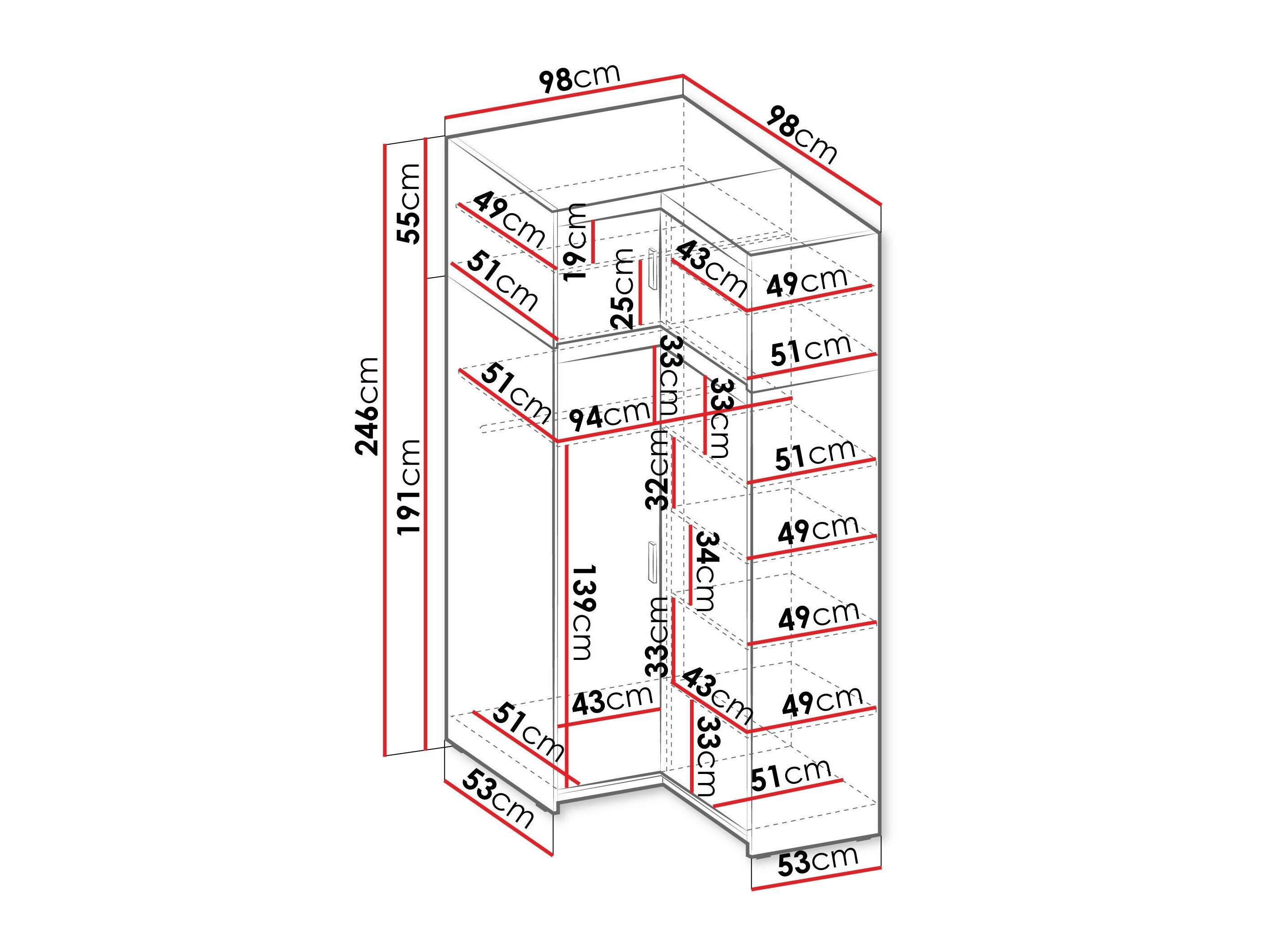 Armoire d'angle Novduni 121 (Chêne de Lefkas)