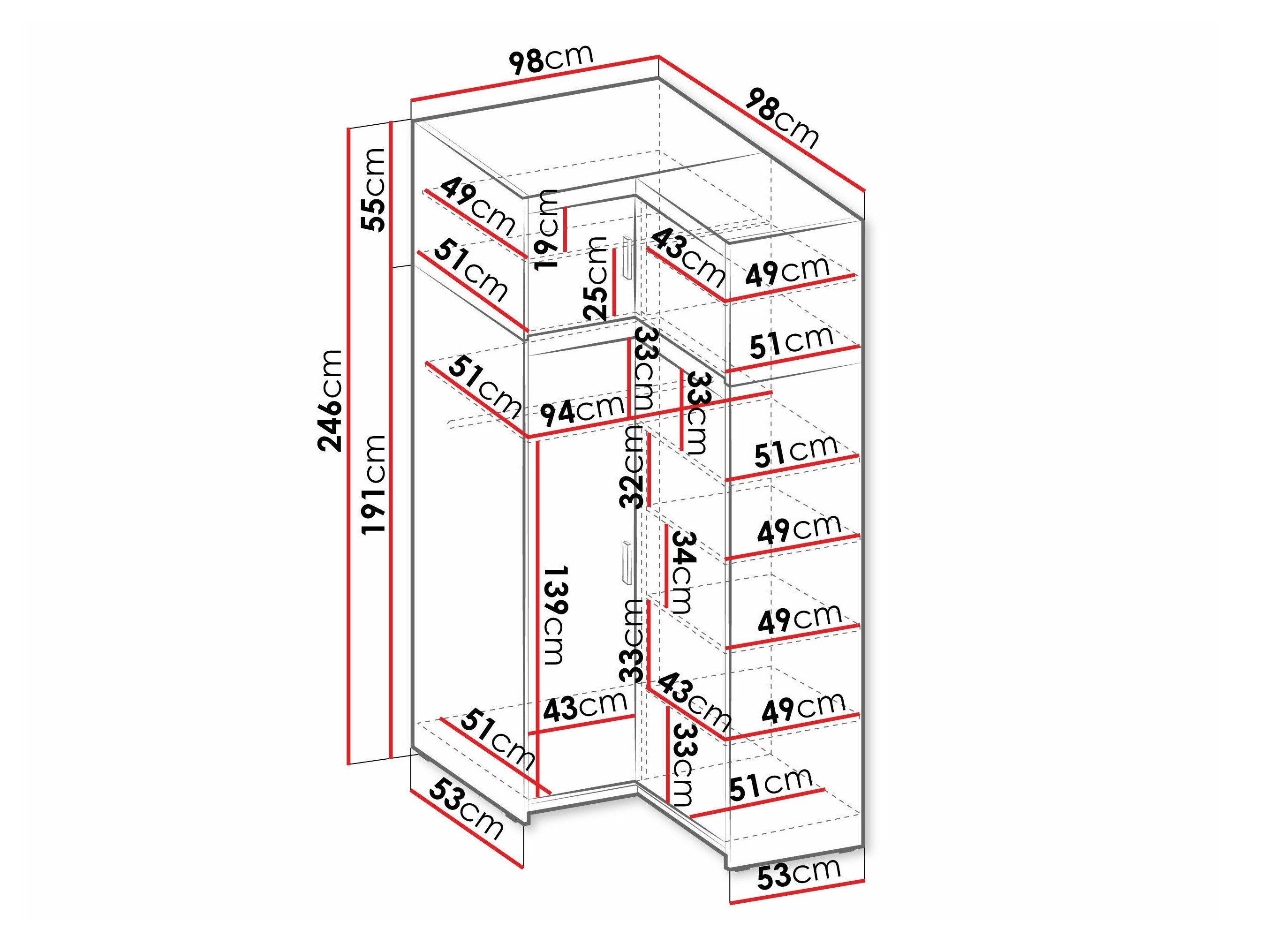 Armoire d'angle Novduni 121 (Sonoma chêne)