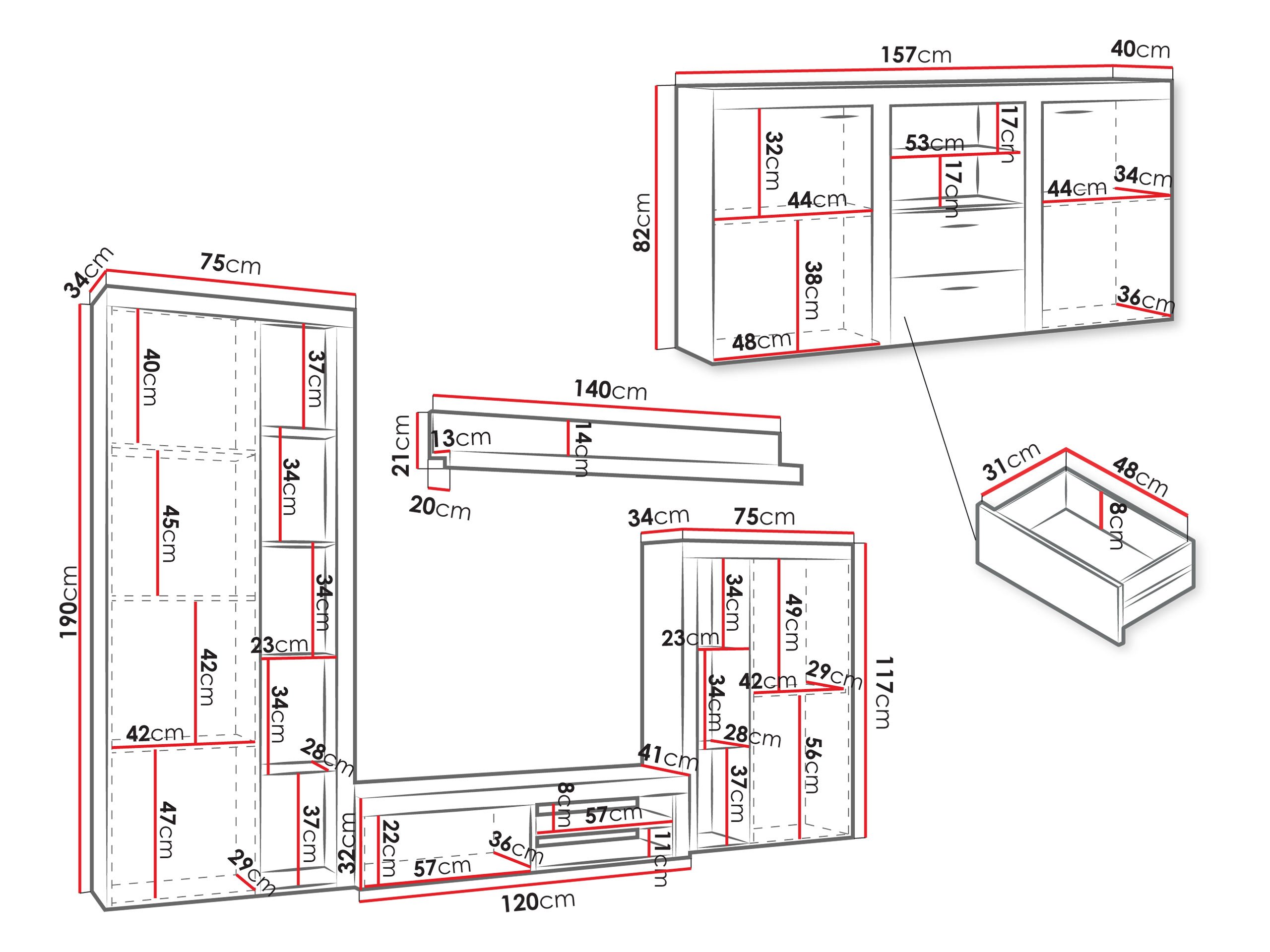 Ensemble de salon Tucson 106 (Chêne)