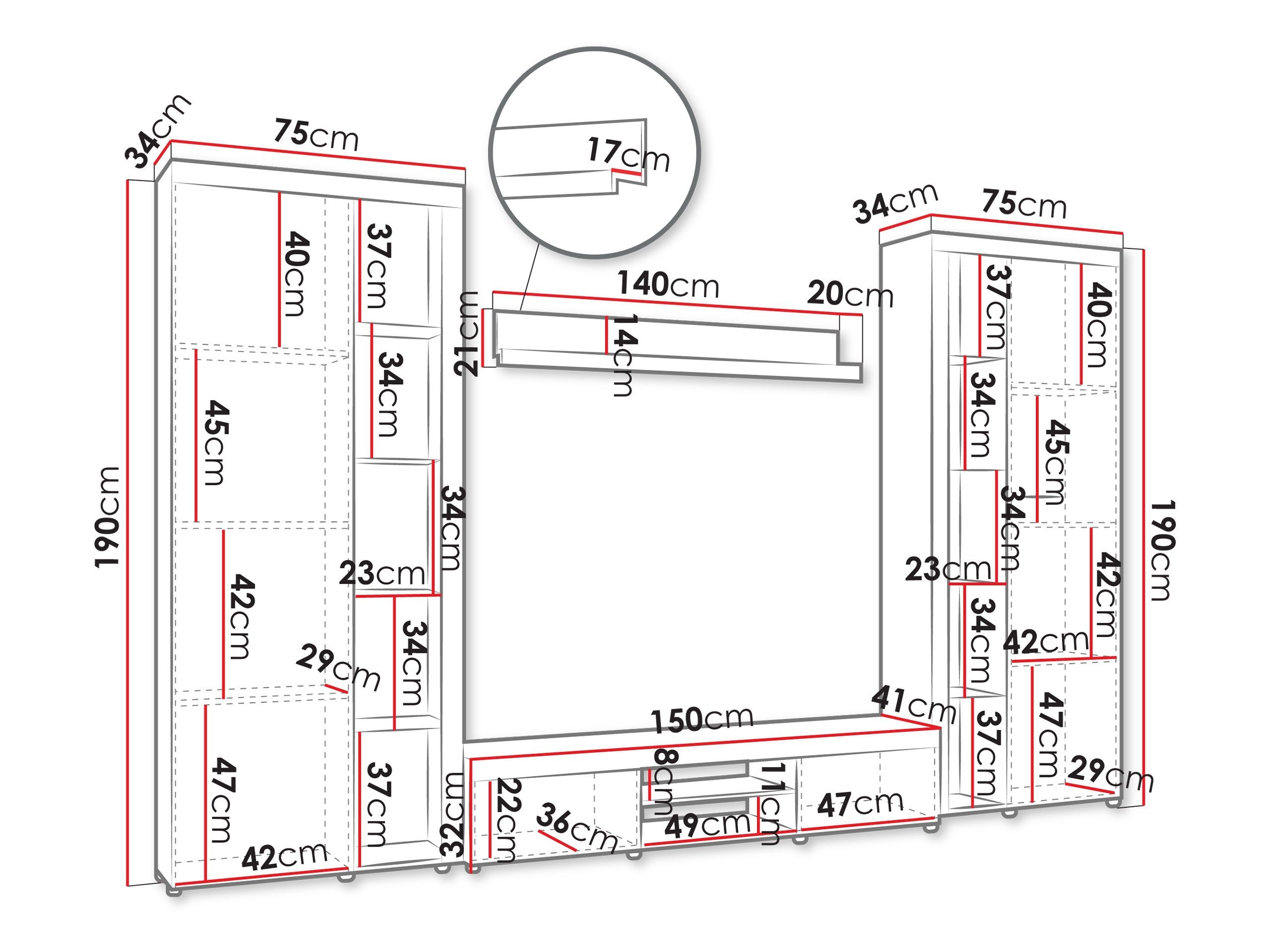 Ensemble de salon Tucson 107 (Sonoma chêne)
