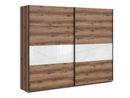 Armoire Fivale 124 (Chêne delano foncé + Blanc brillant)