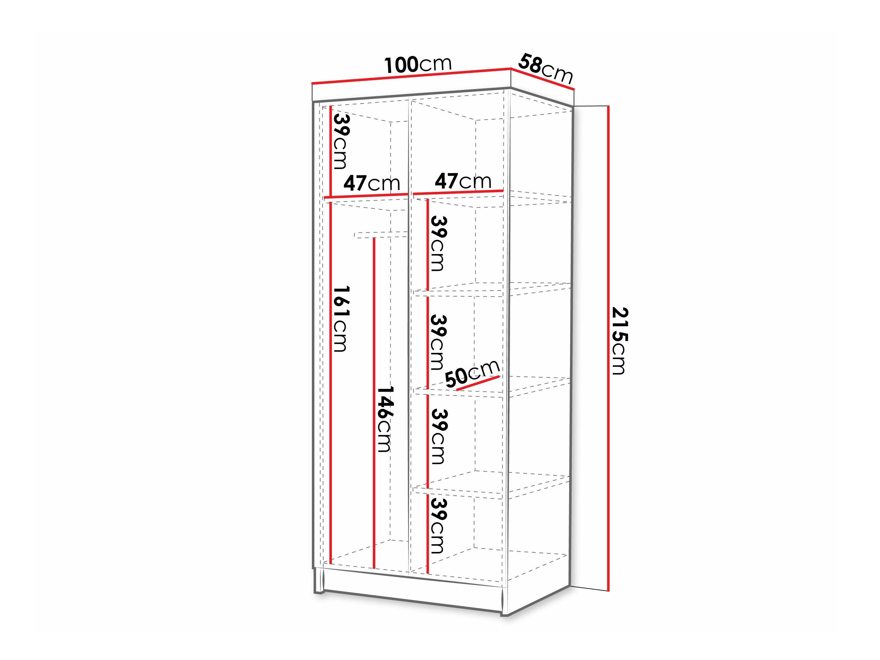 Armoire Closico 194 (Blanc + Noir)