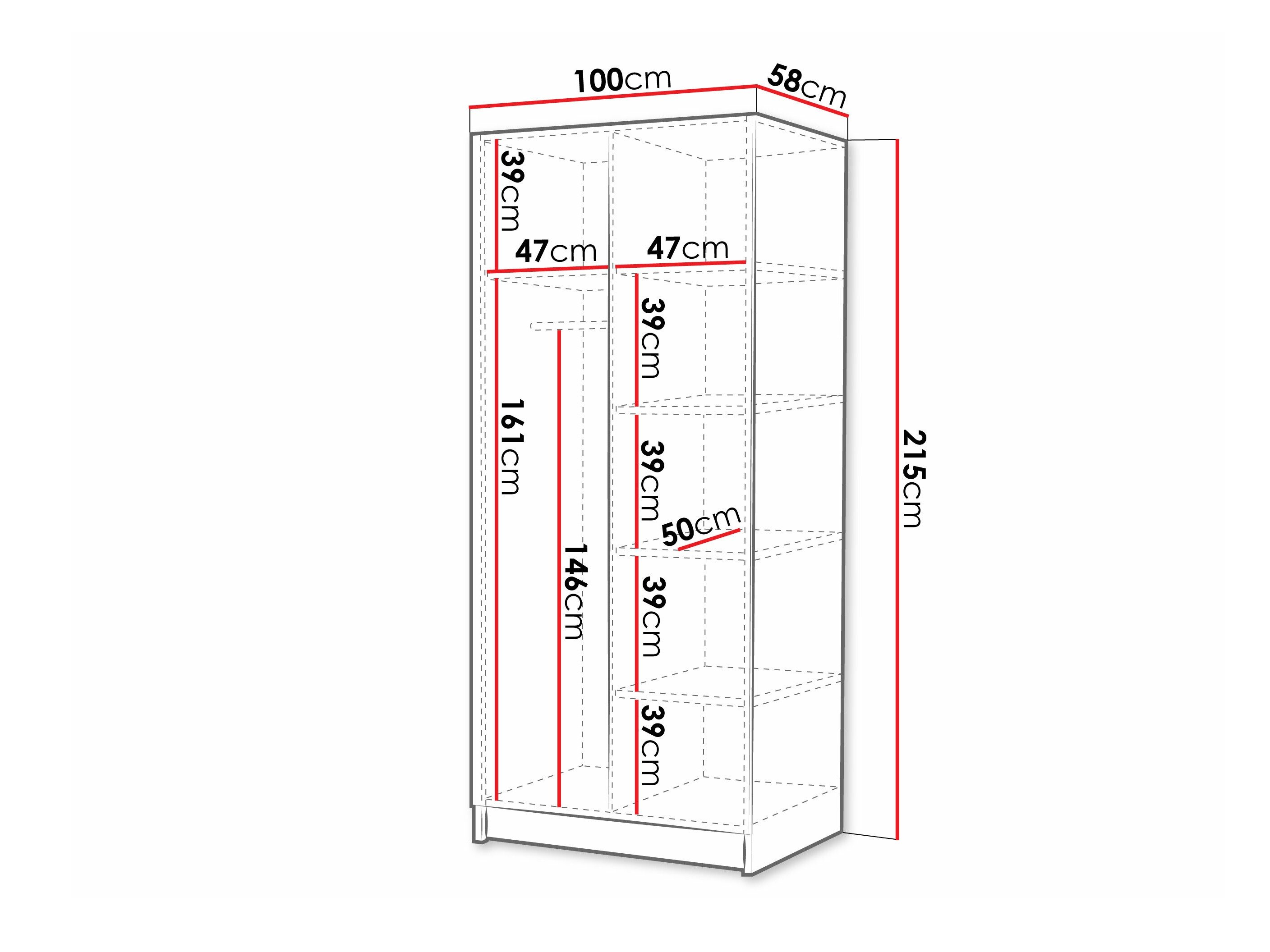 Armoire Closico 195 (Blanc + Noir)