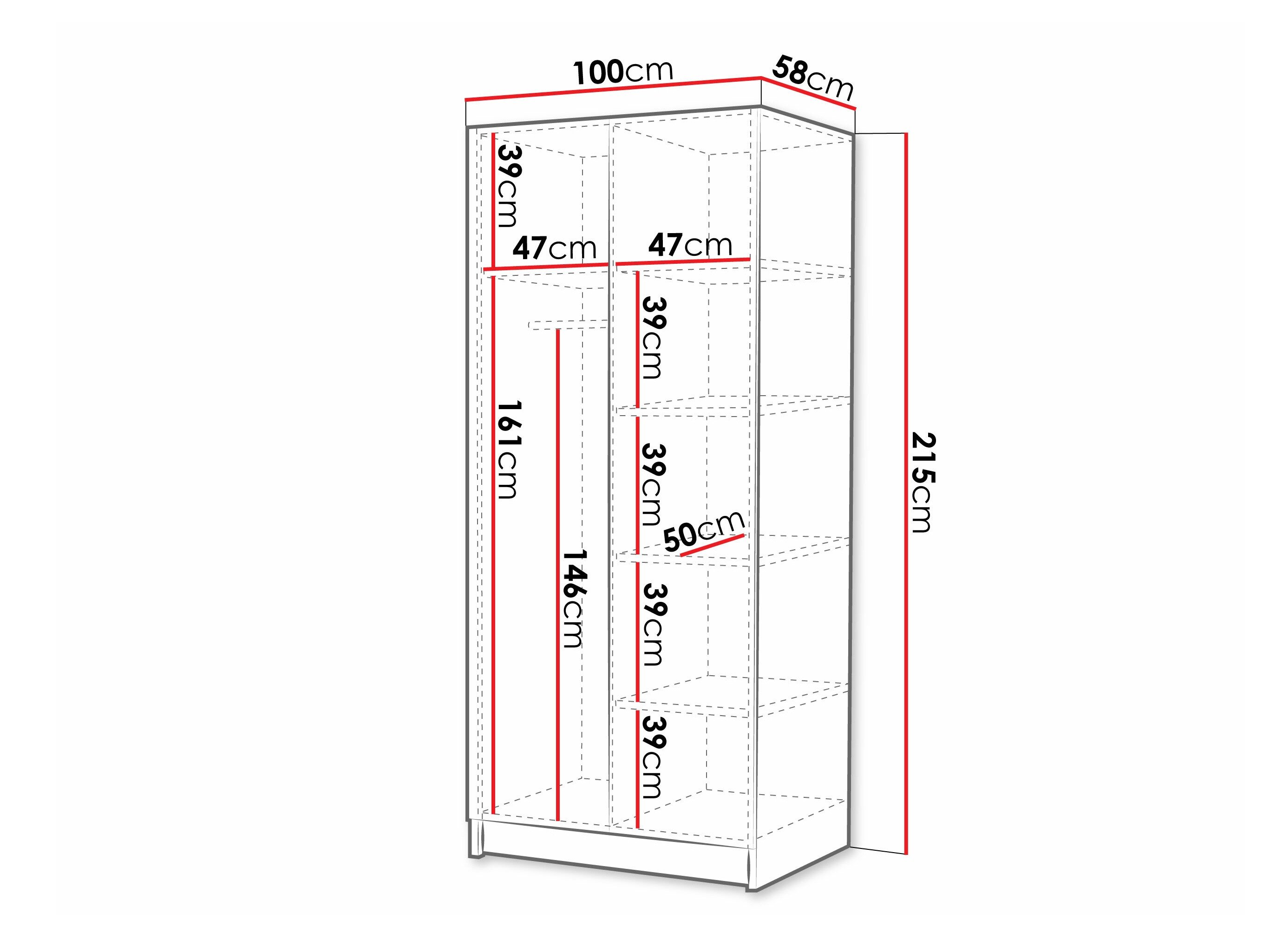 Armoire Closico Staton I (Blanc + Blanc brillant + Doré)