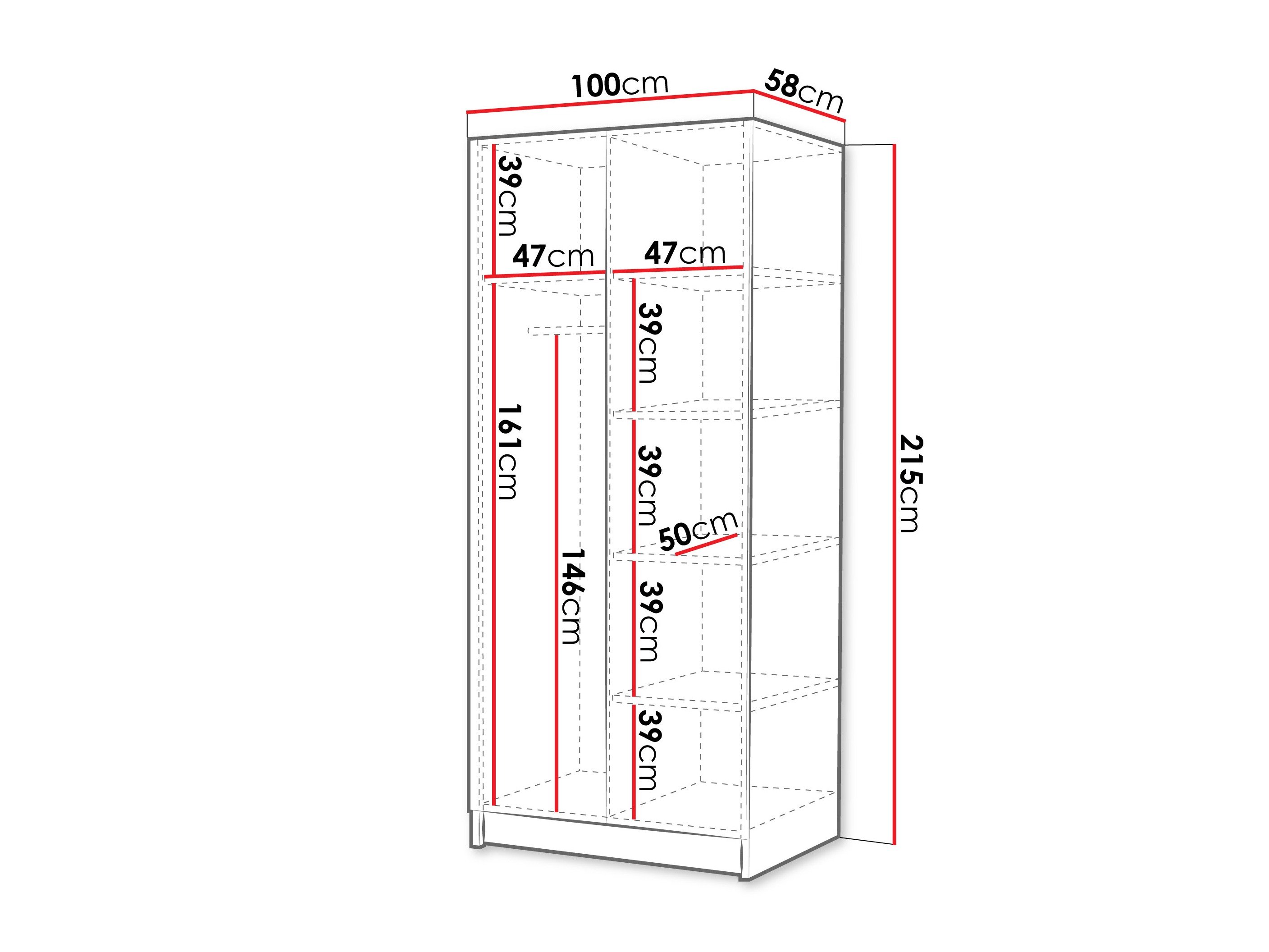 Armoire Closico Staton I (Noyer + Noir)