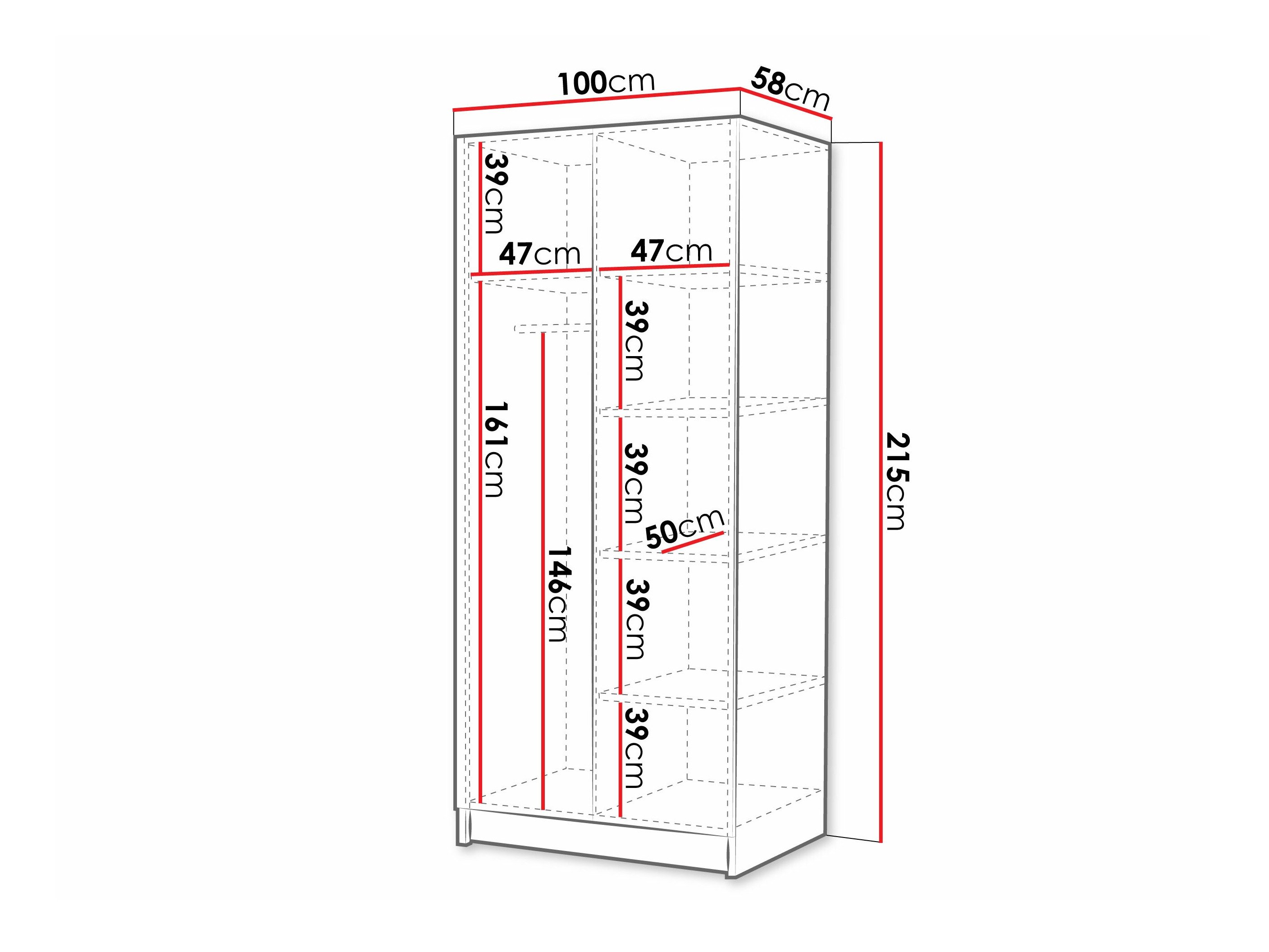 Armoire Closico Staton II (Cachemire + Noir)