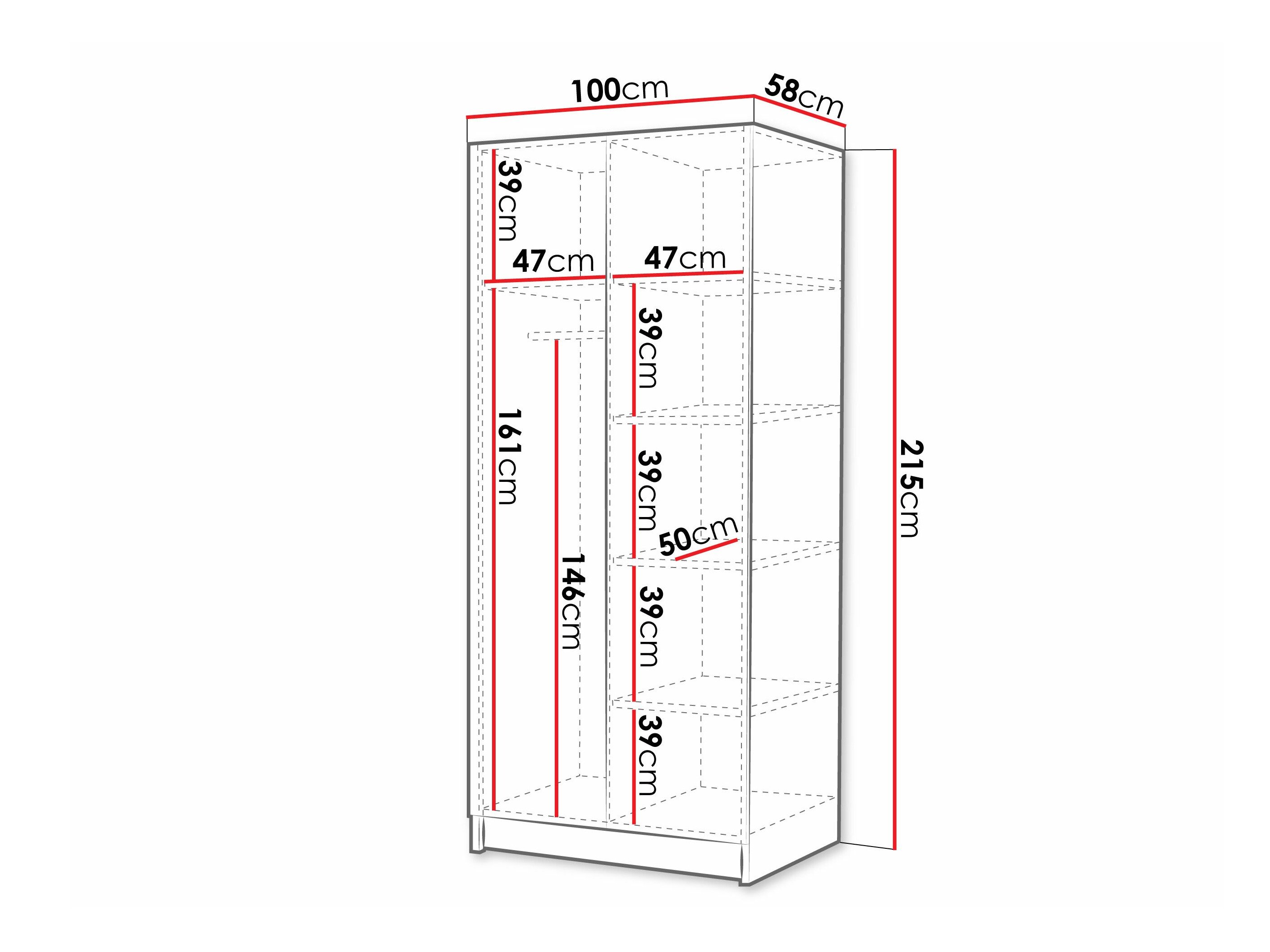 Armoire Closico Staton II (Clair bois + Noir)