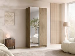 Armoire Closico Staton II (Clair bois + Noir)