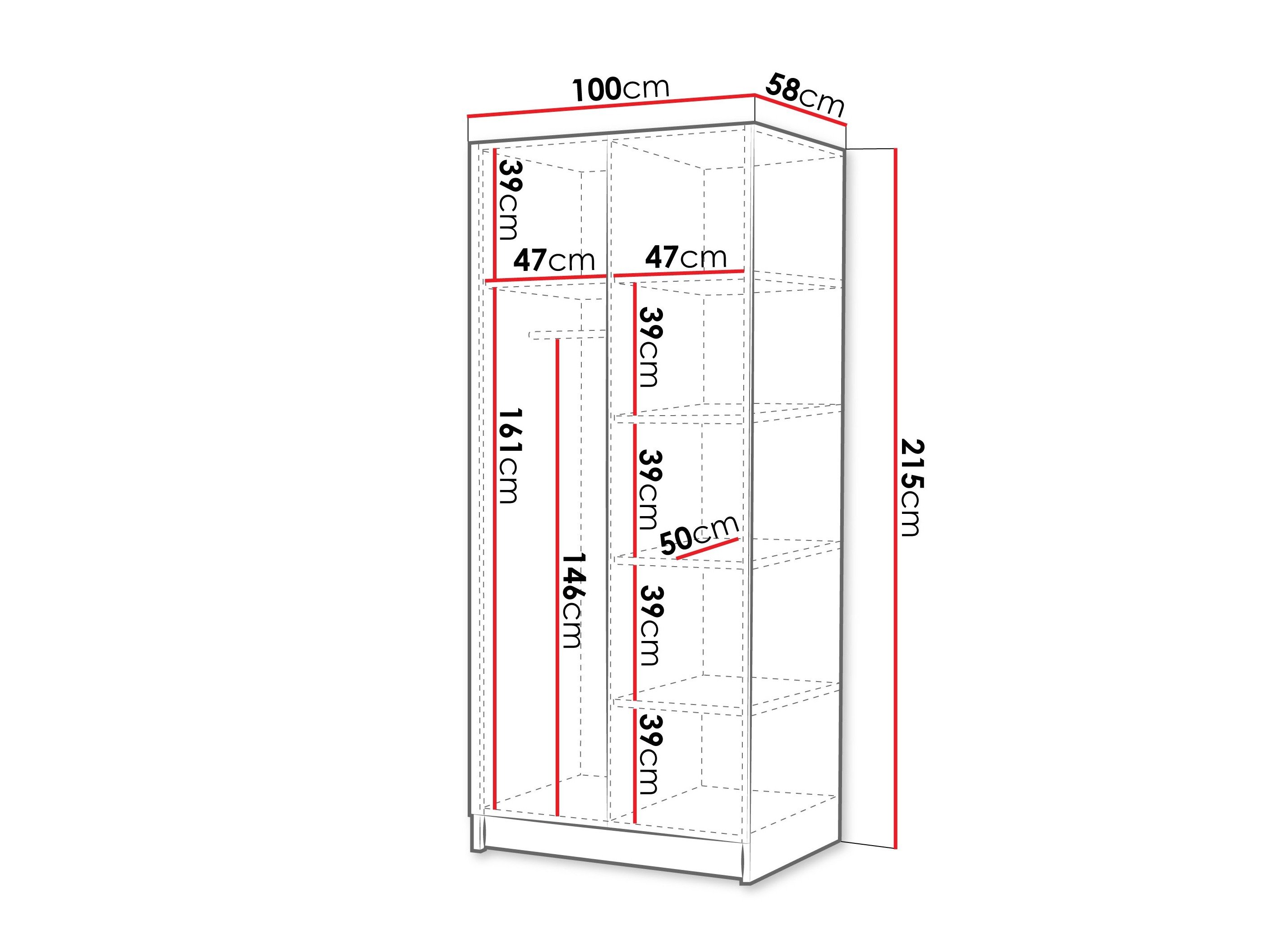 Armoire Closico Staton II (Noyer + Noir)