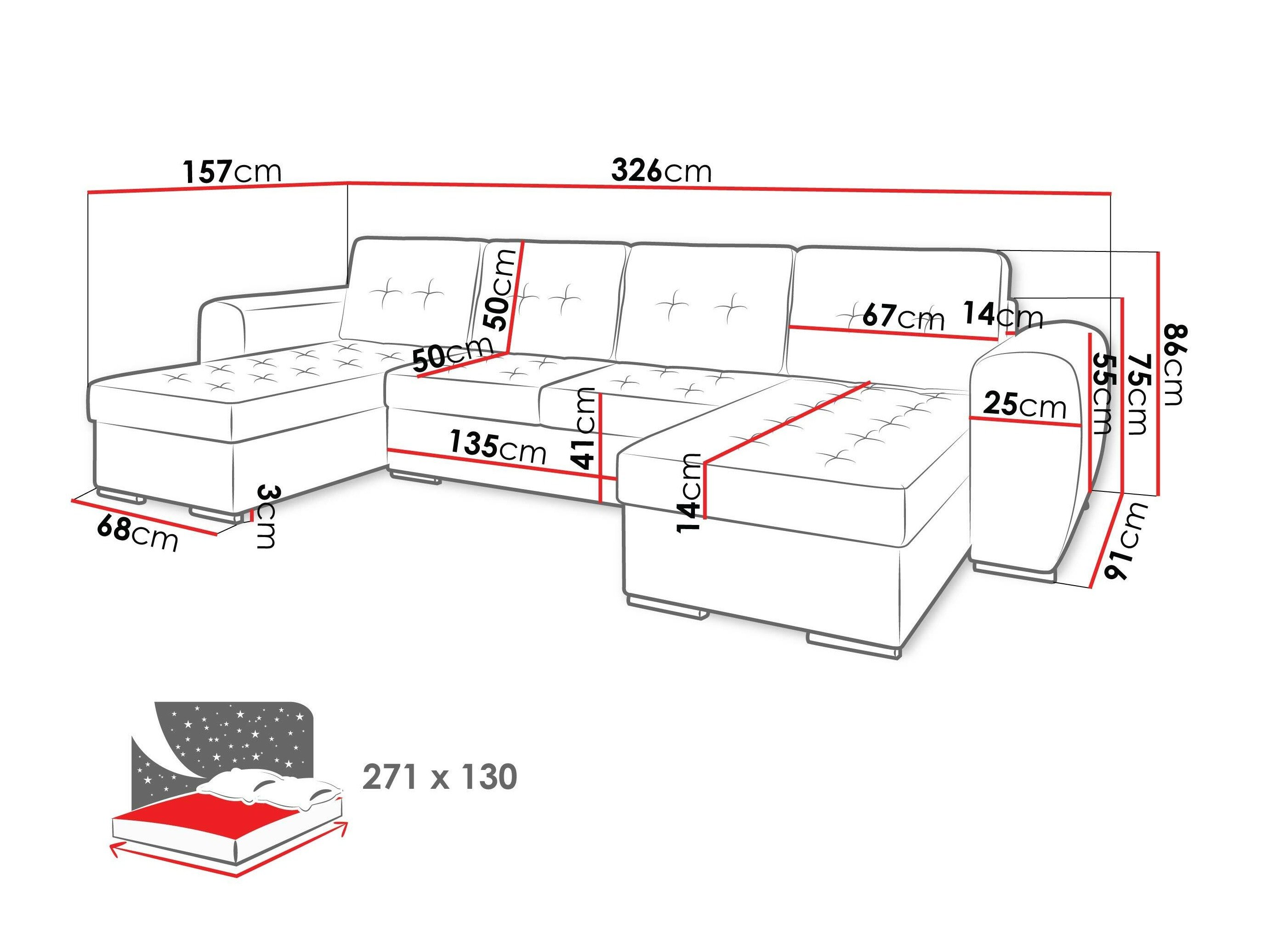 Canapé d'angle Arvada 117 (Monolith 29)