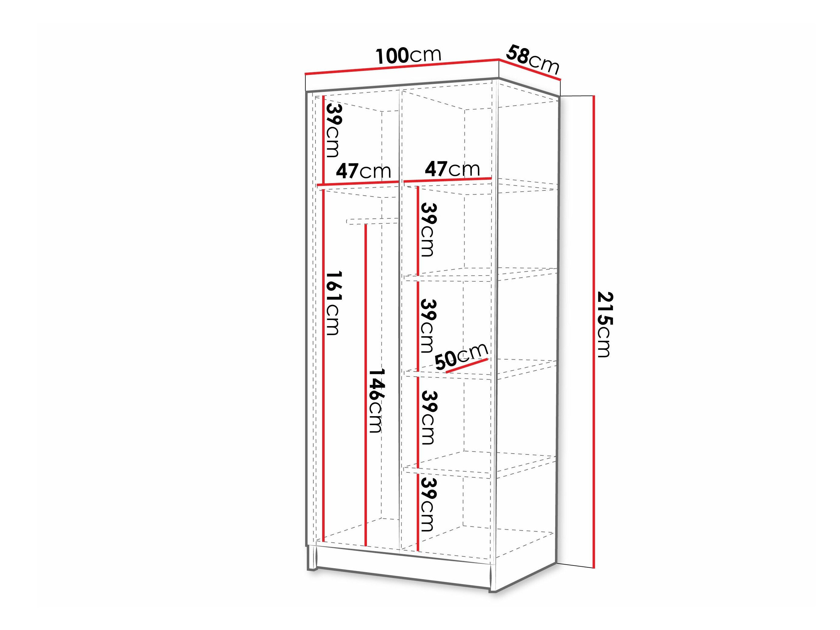 Armoire Closico 193 (Clair bois + Noir)