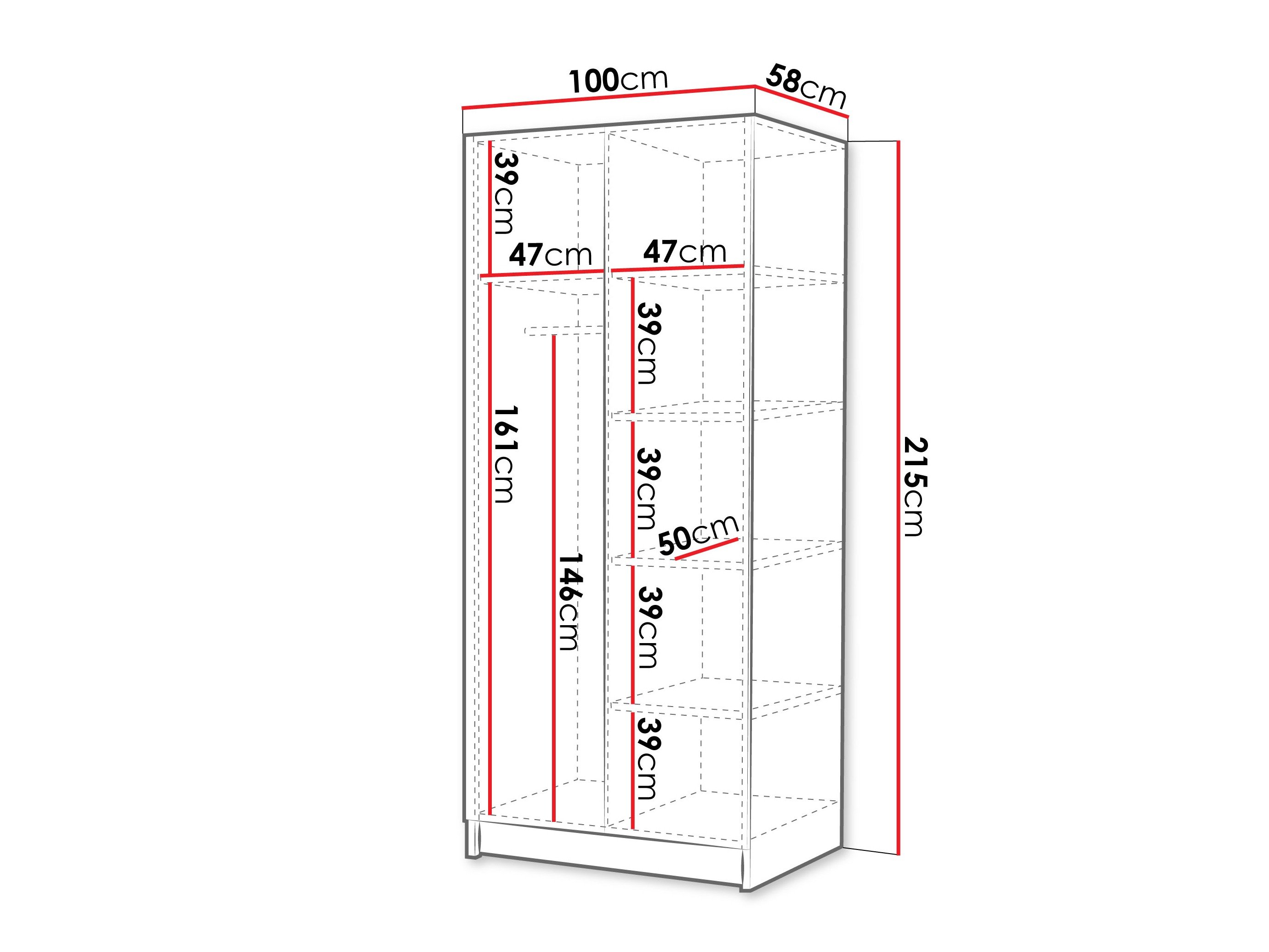 Armoire Closico 193 (Noyer + Noir)