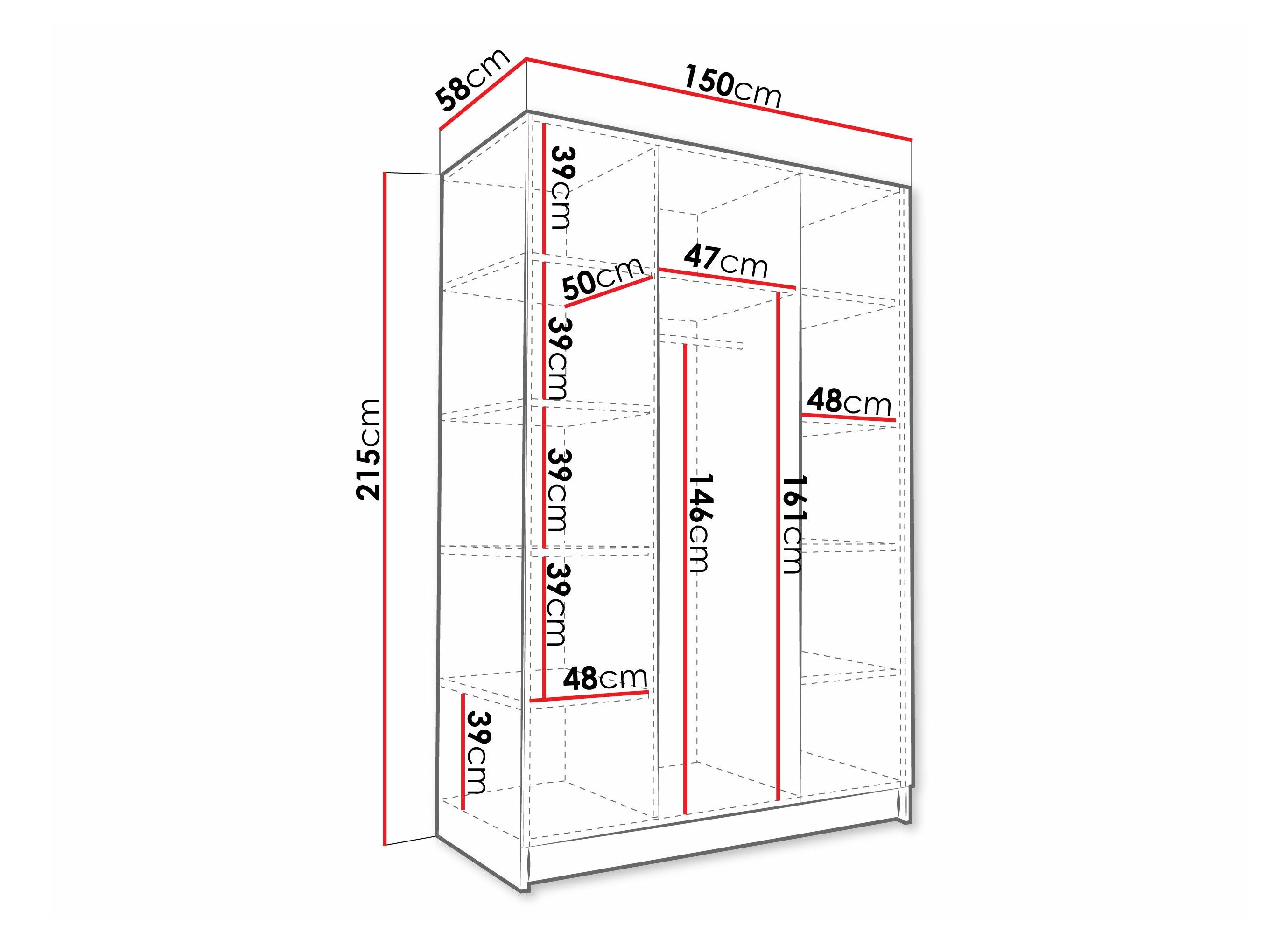 Armoire Closico 197 (Blanc + Noir)