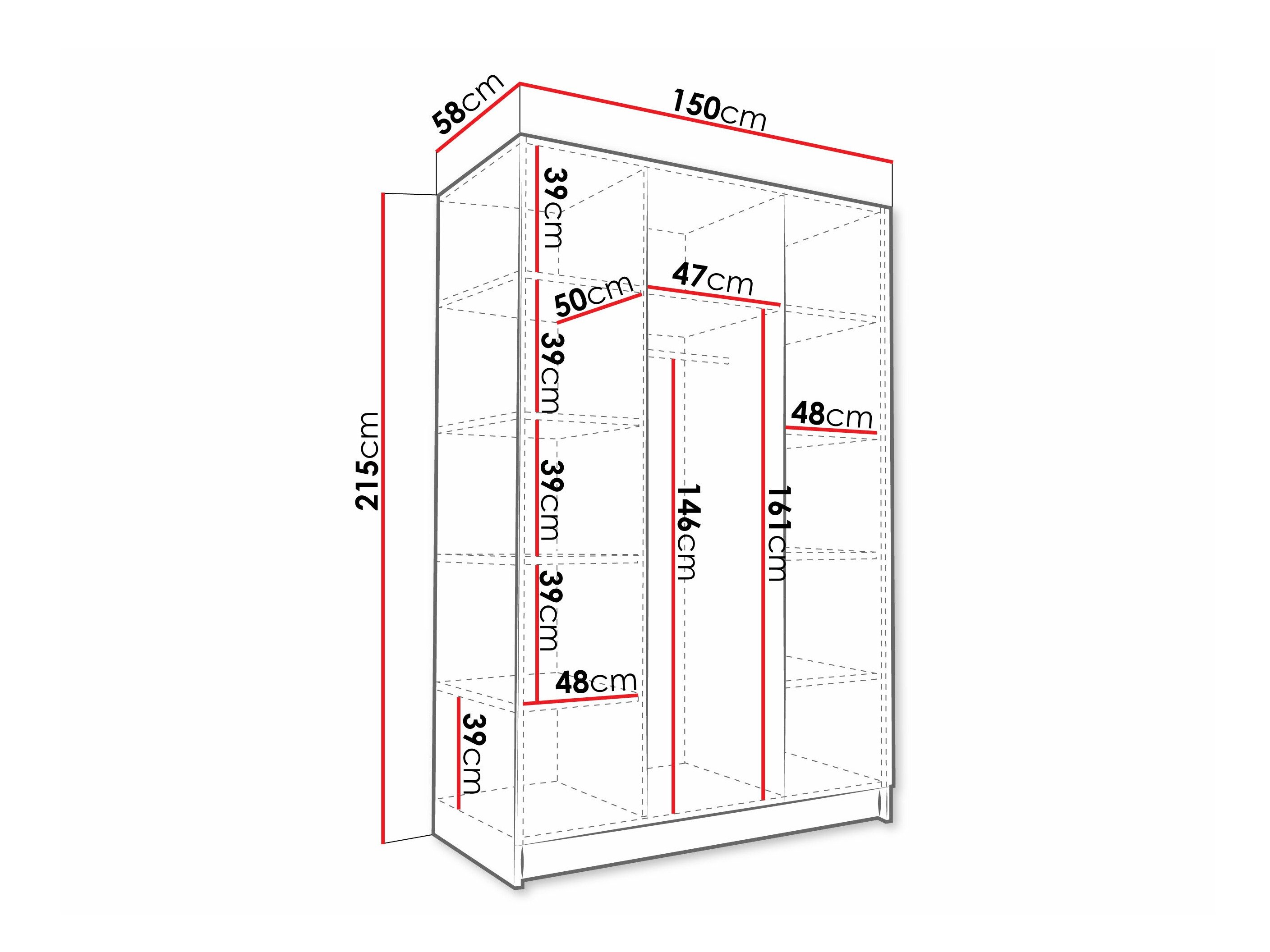Armoire Closico 198 (Blanc brillant + Noir)