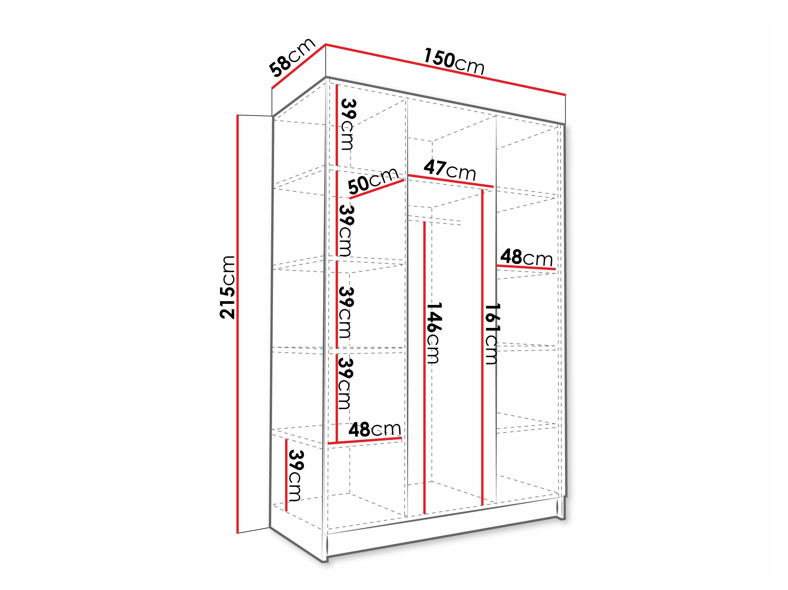 Armoire Closico Decoron I (Blanc brillant + Doré)