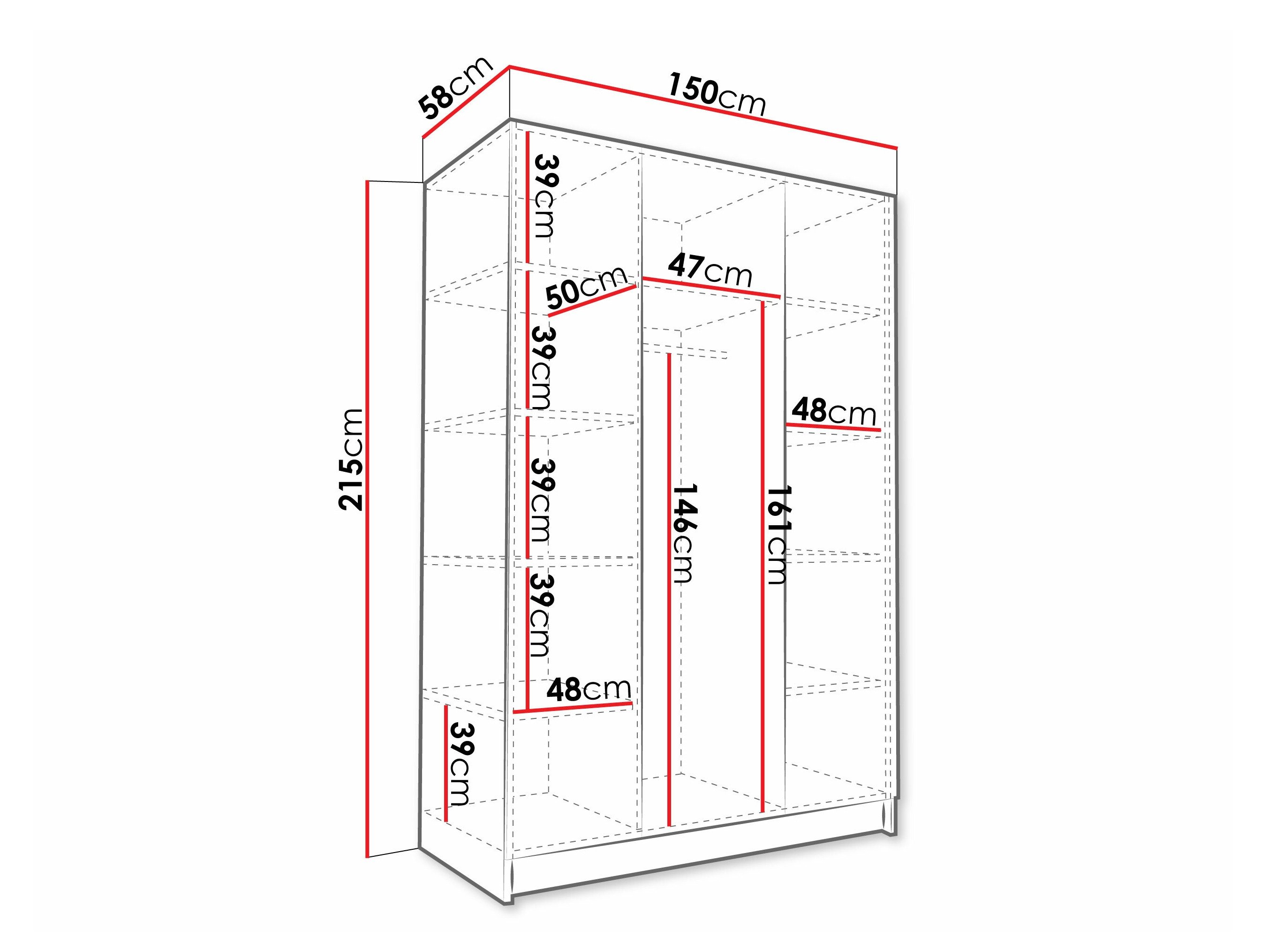 Armoire Closico Decoron II (Cachemire + Noir)