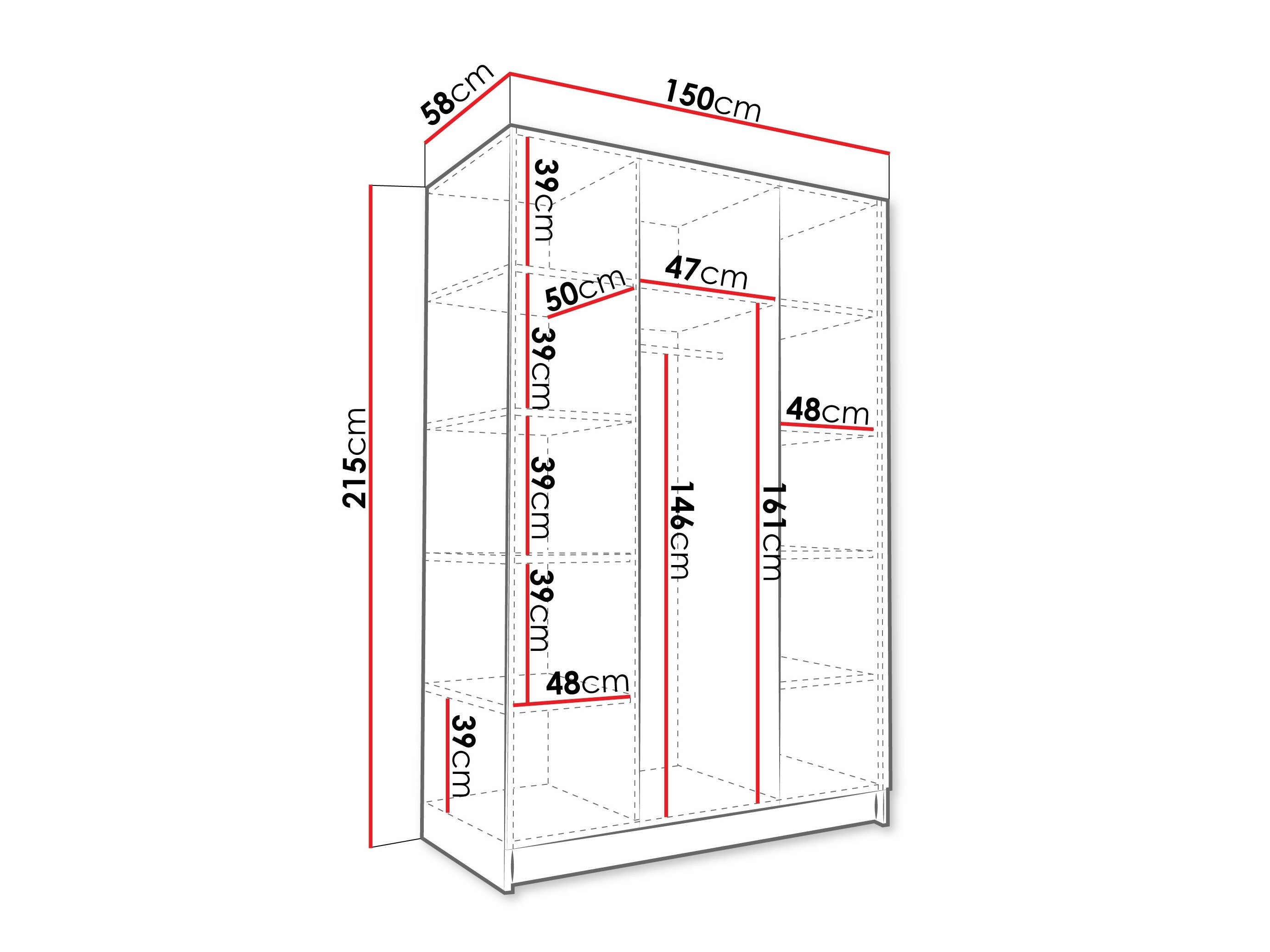 Armoire Closico Decoron II (Noyer + Noir)