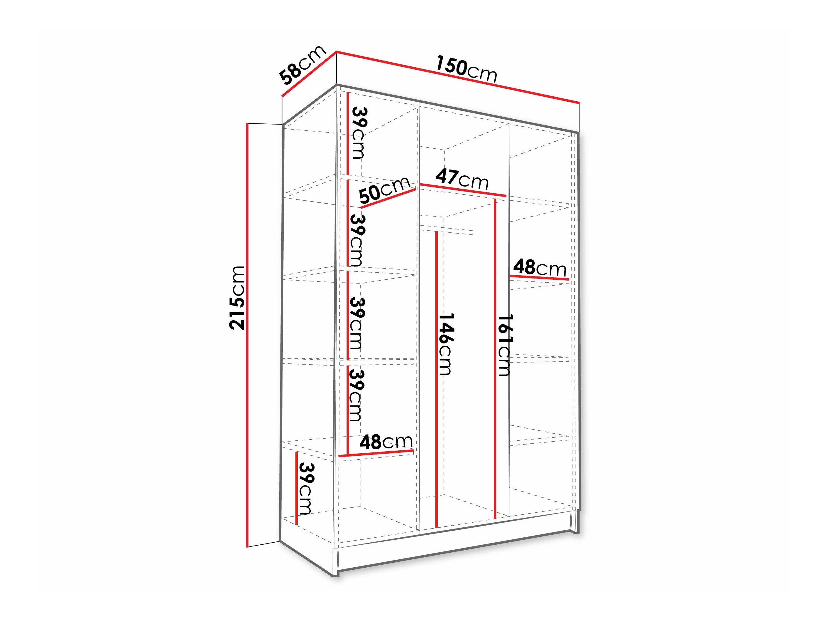Armoire Closico Decoron III (Cachemire + Noir)