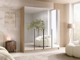 Armoire Closico Navor III (Clair bois + Noir)