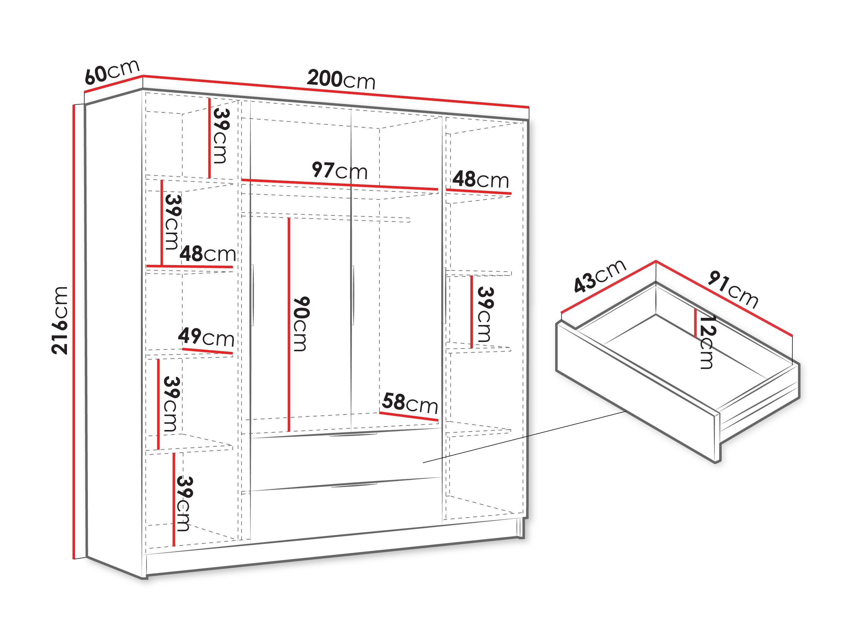Armoire Closico 202 (Noir)