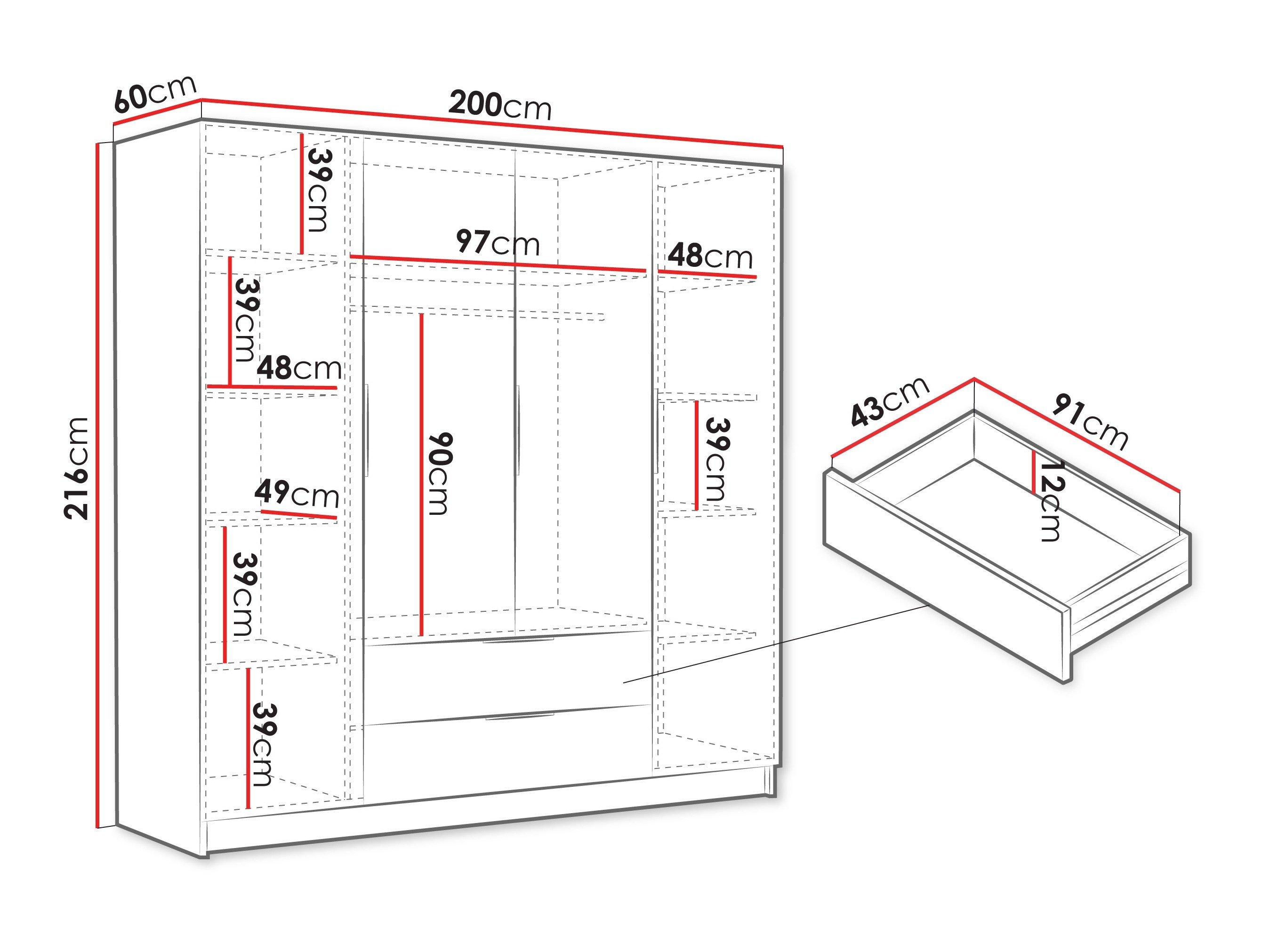 Armoire Closico 202 (Noir)