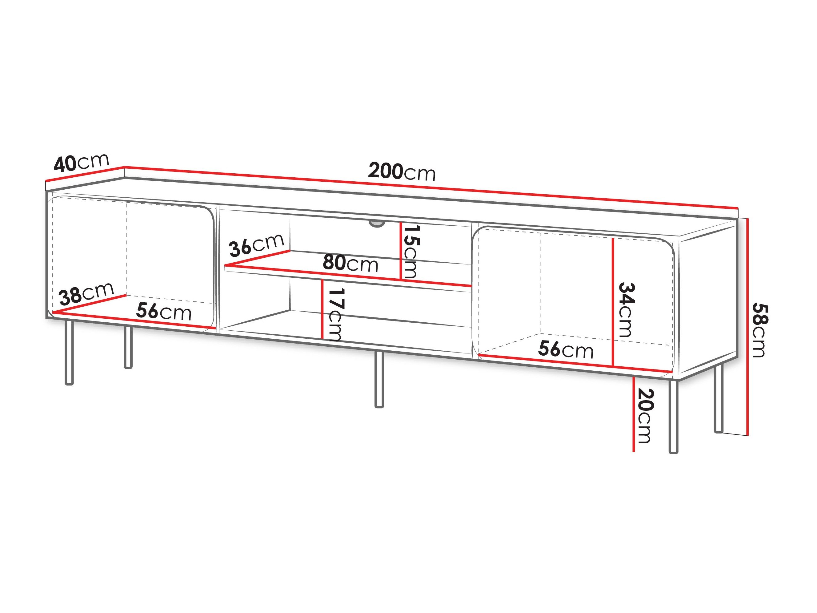 Meuble TV Fentore 102 (Rouge)