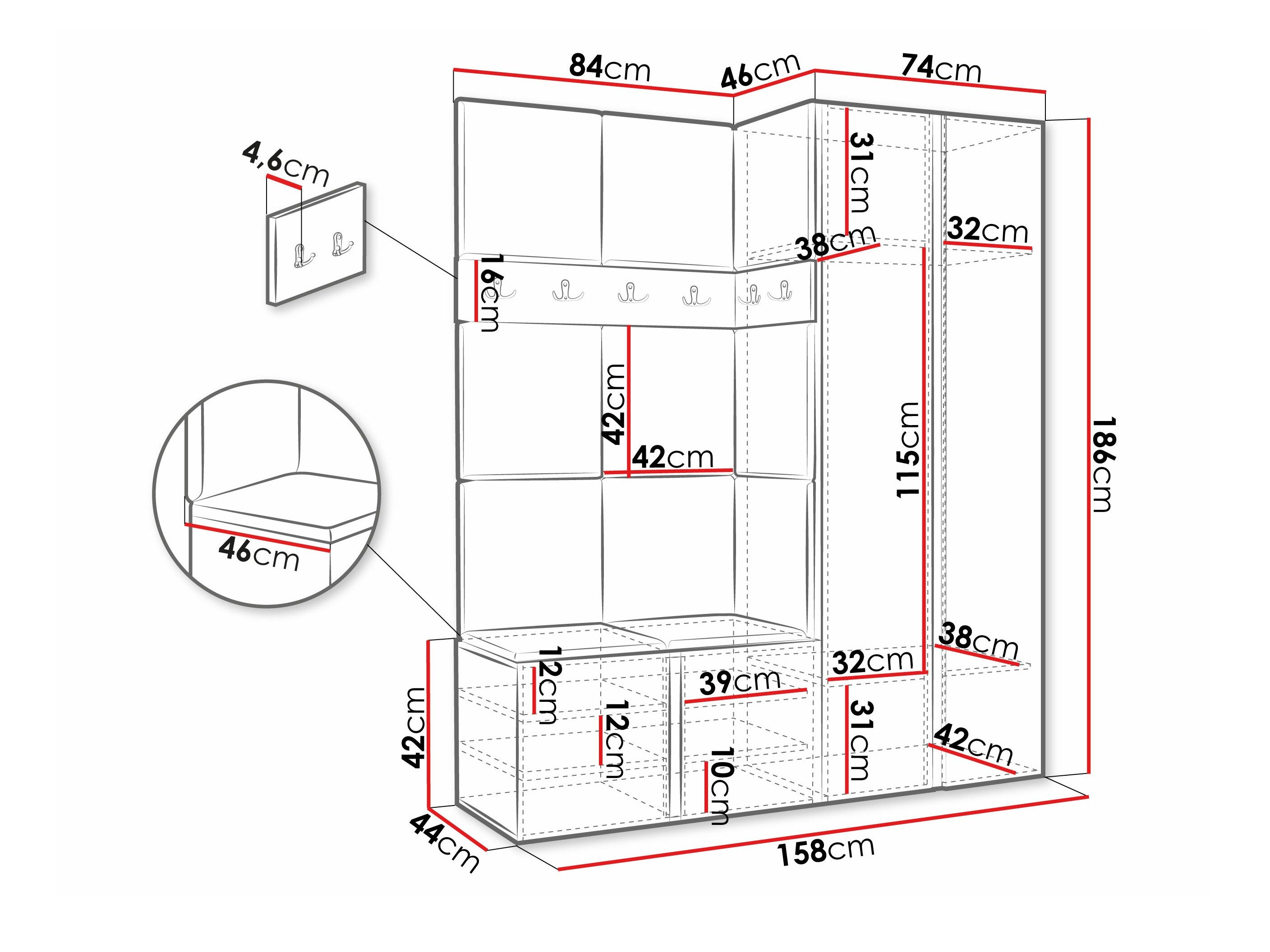 Meuble d'entrée Hartford 266 (Blanc)