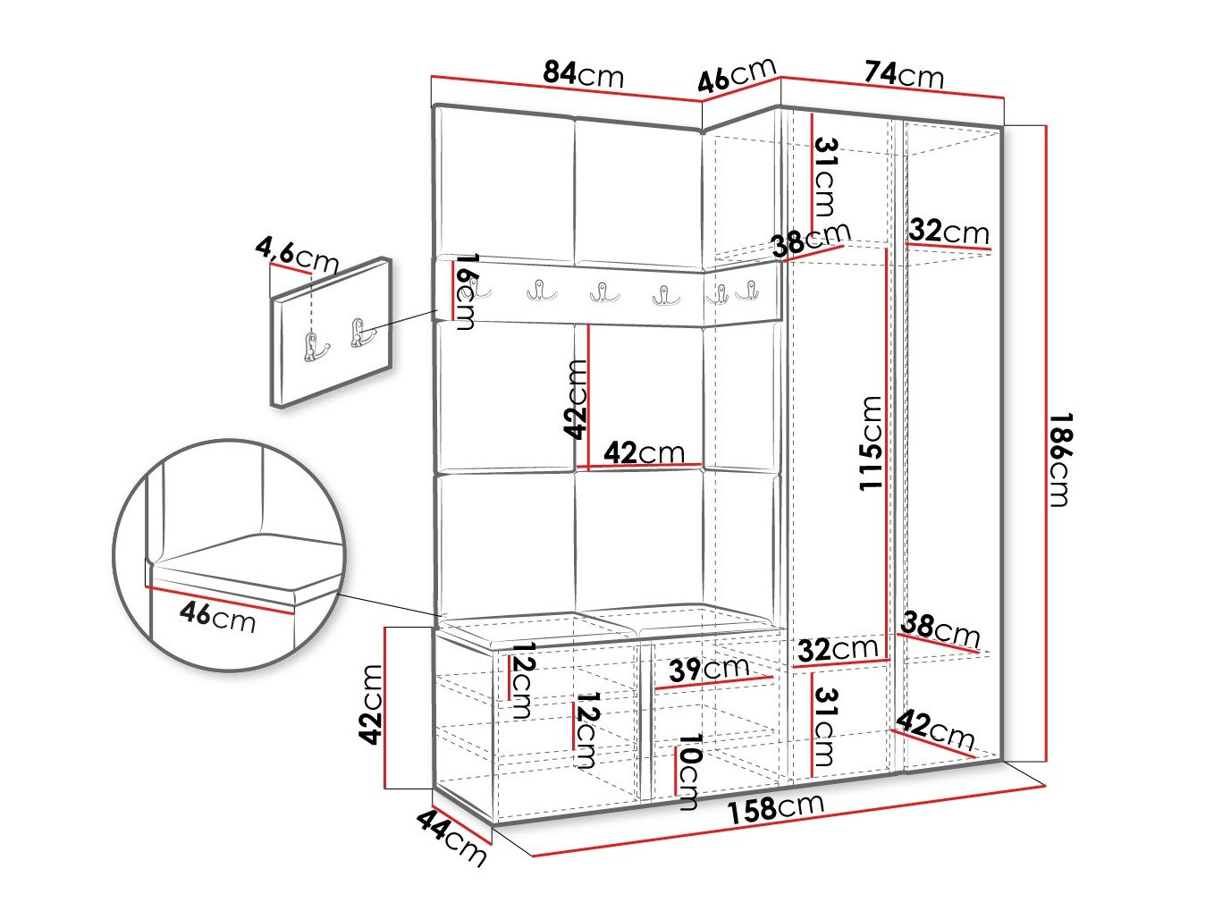 Meuble d'entrée Hartford 266 (Cachemire)