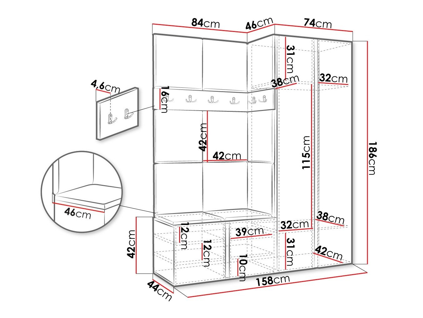 Meuble d'entrée Hartford 266 (Cachemire)