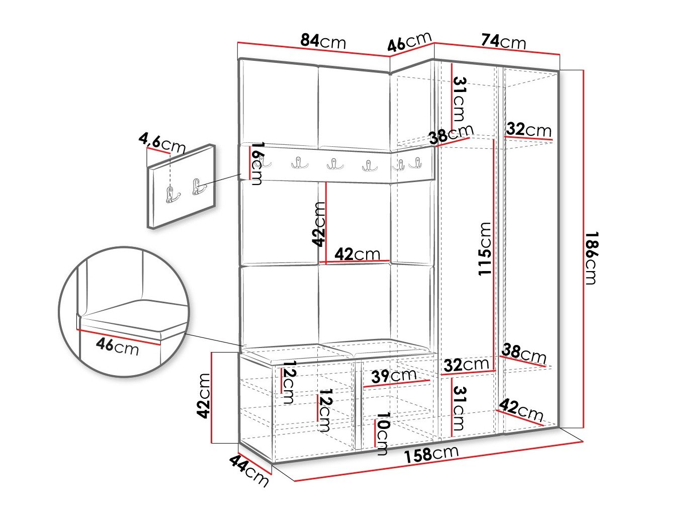 Meuble d'entrée Hartford 266 (Cachemire)